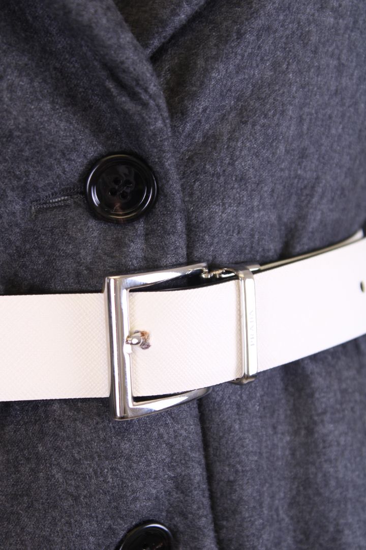 Prada Cashmere Belted Coat Grey 42