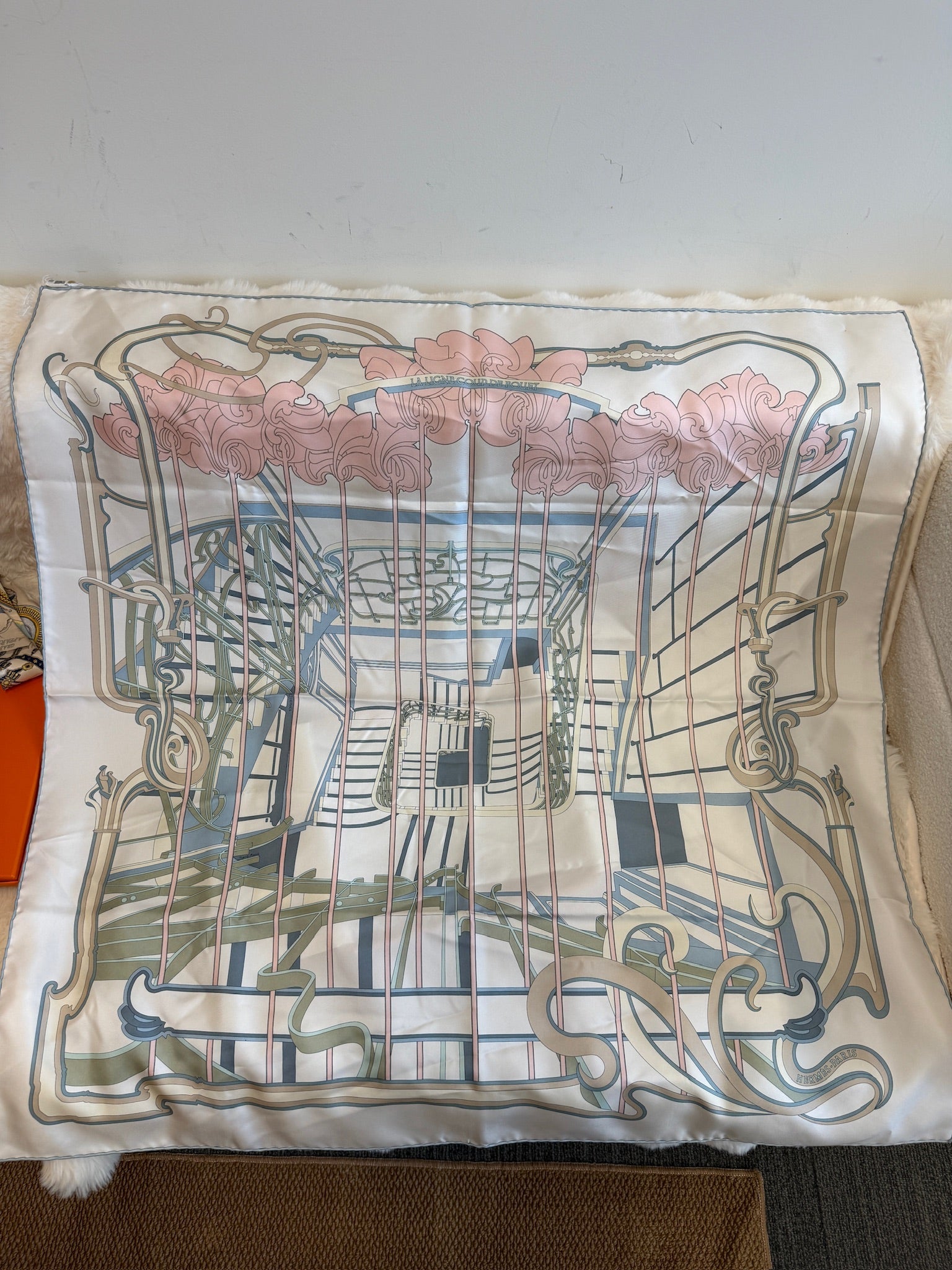 Hermès Carré 90 Silk Scarf - "La Ligne Coup de Fouet" New with Box