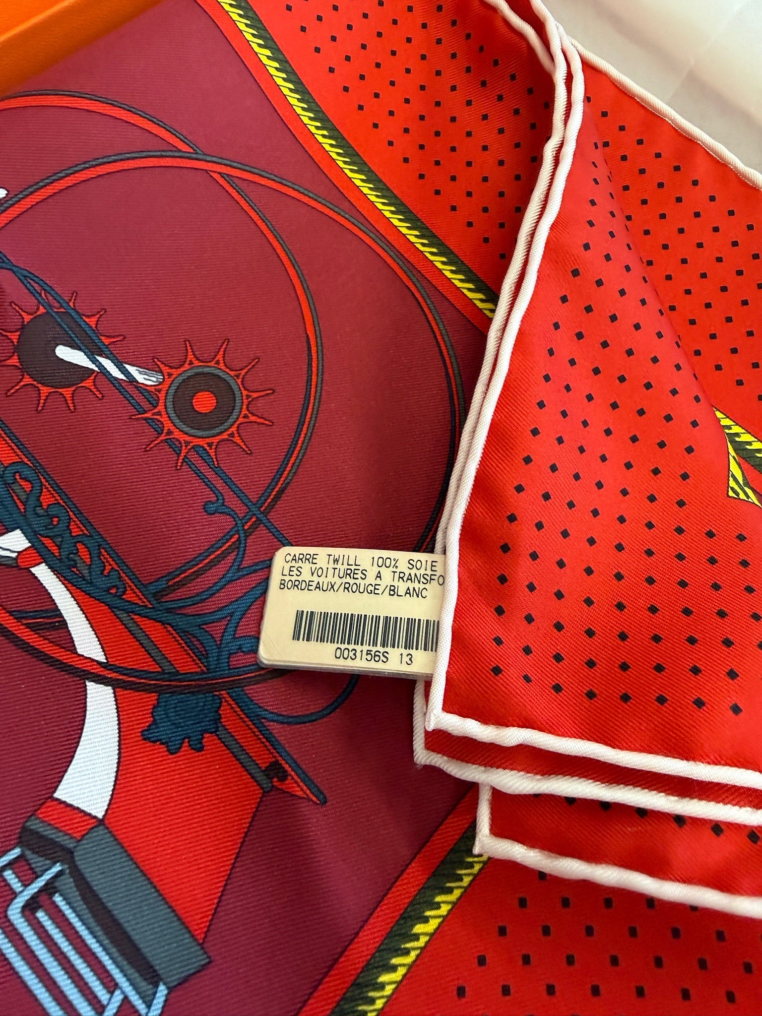 Hermès Carré 90 Silk Scarf - "Les Voitures à Transformation" New with Box