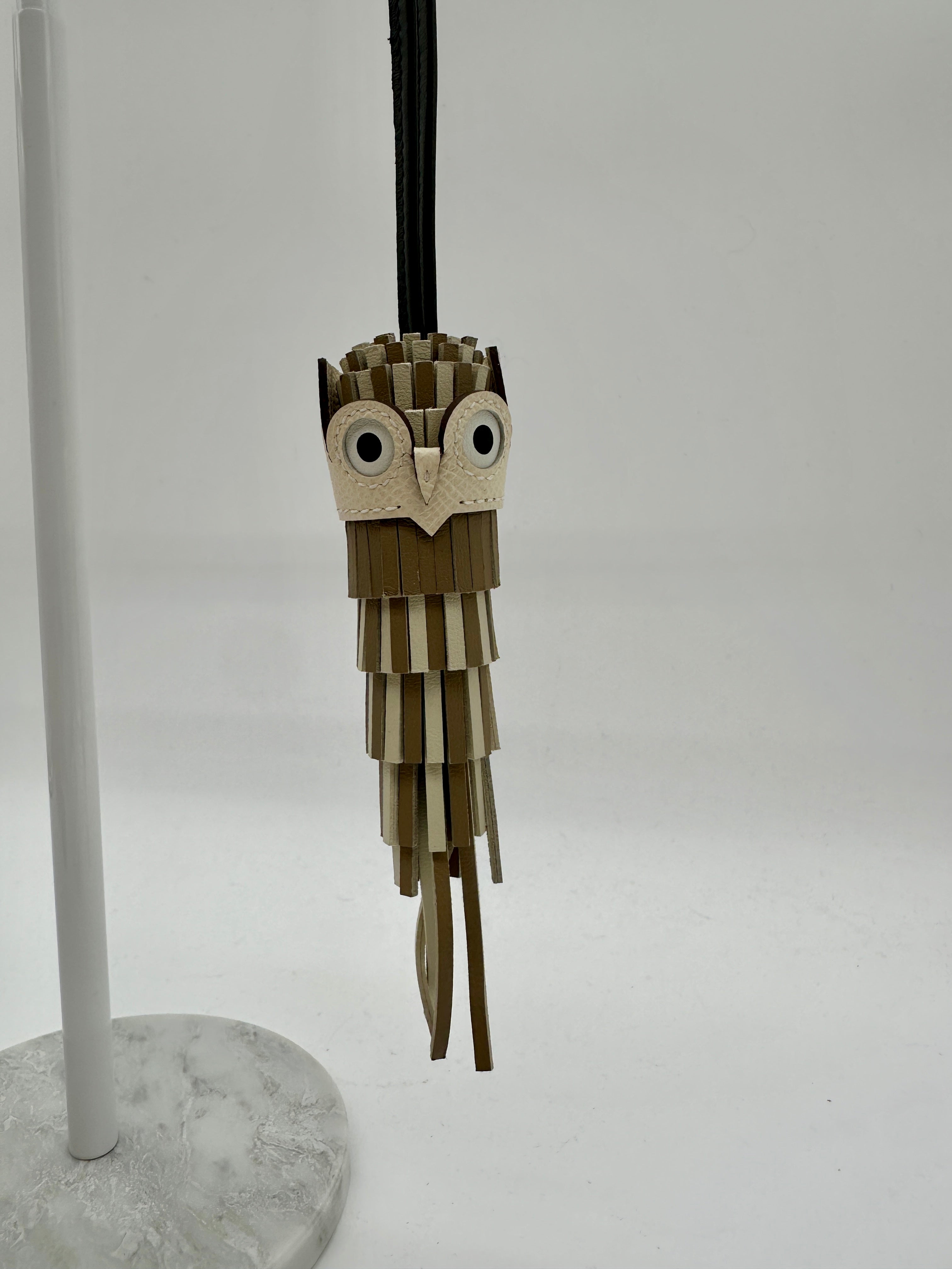 Hermès Chouette Owl Charm Marfa/ Craie/ Noir /Nata /Blanc Milo, Swift and Epsom