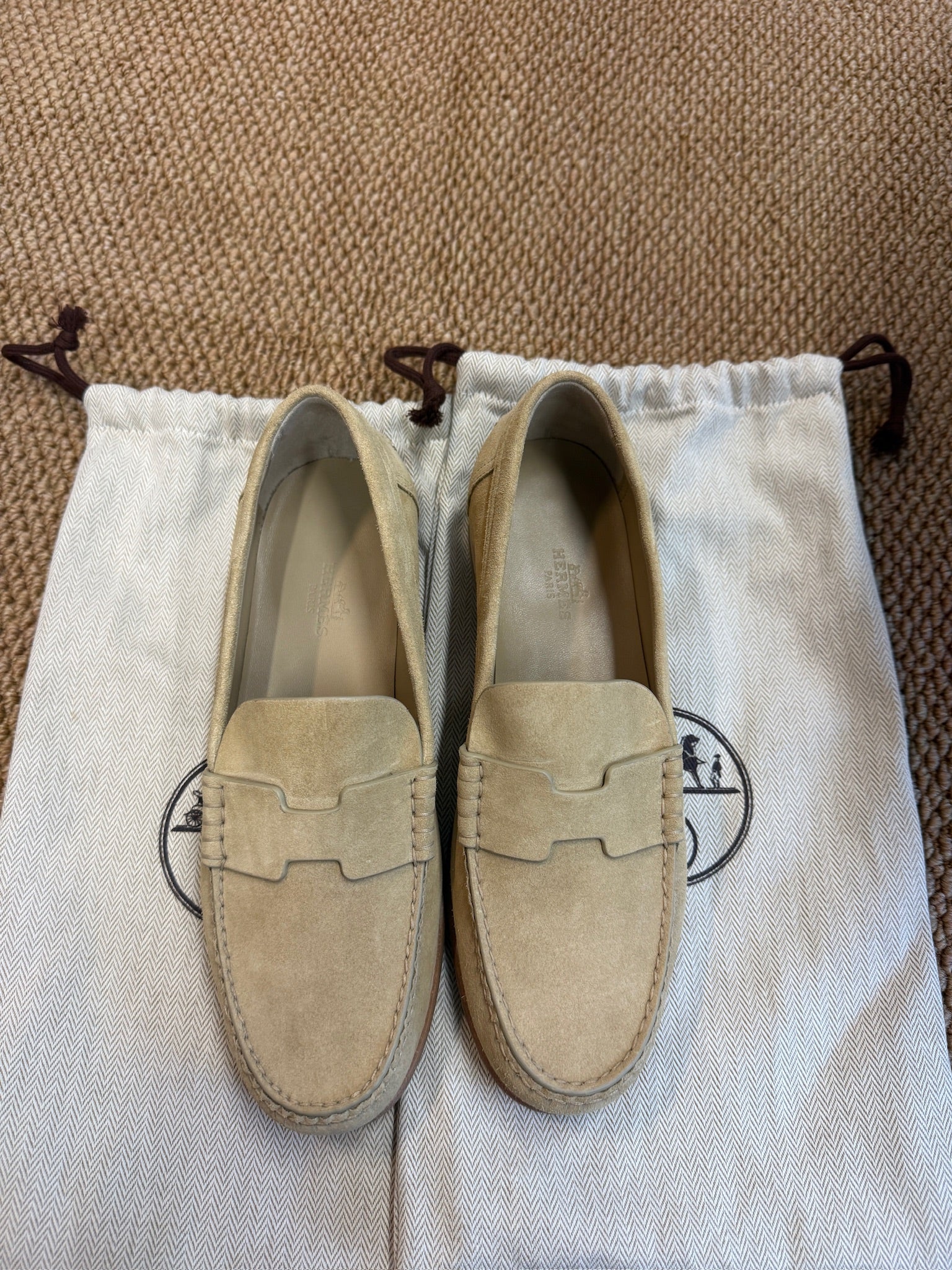 EU37-Hermès Suede Loafers