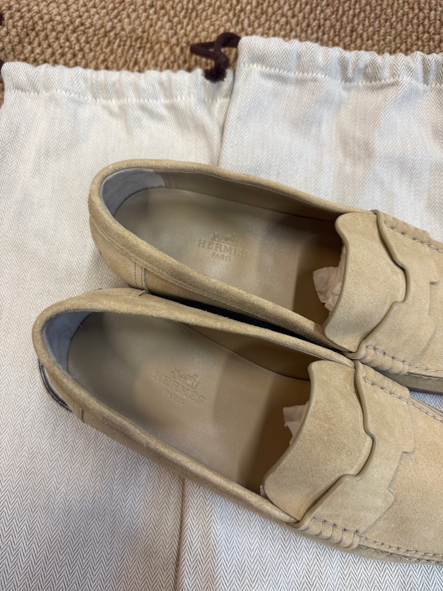 EU37-Hermès Suede Loafers