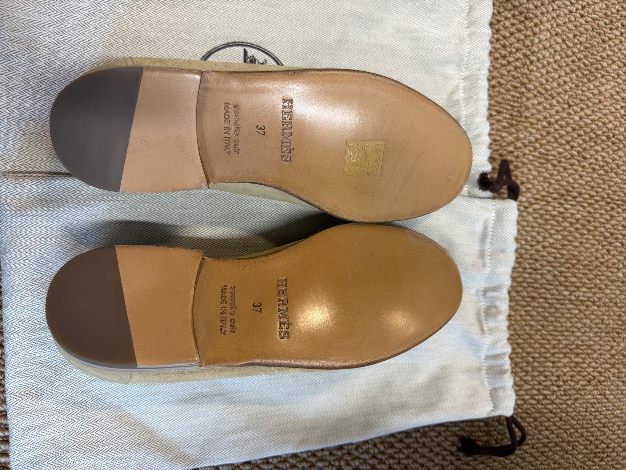 EU37-Hermès Suede Loafers