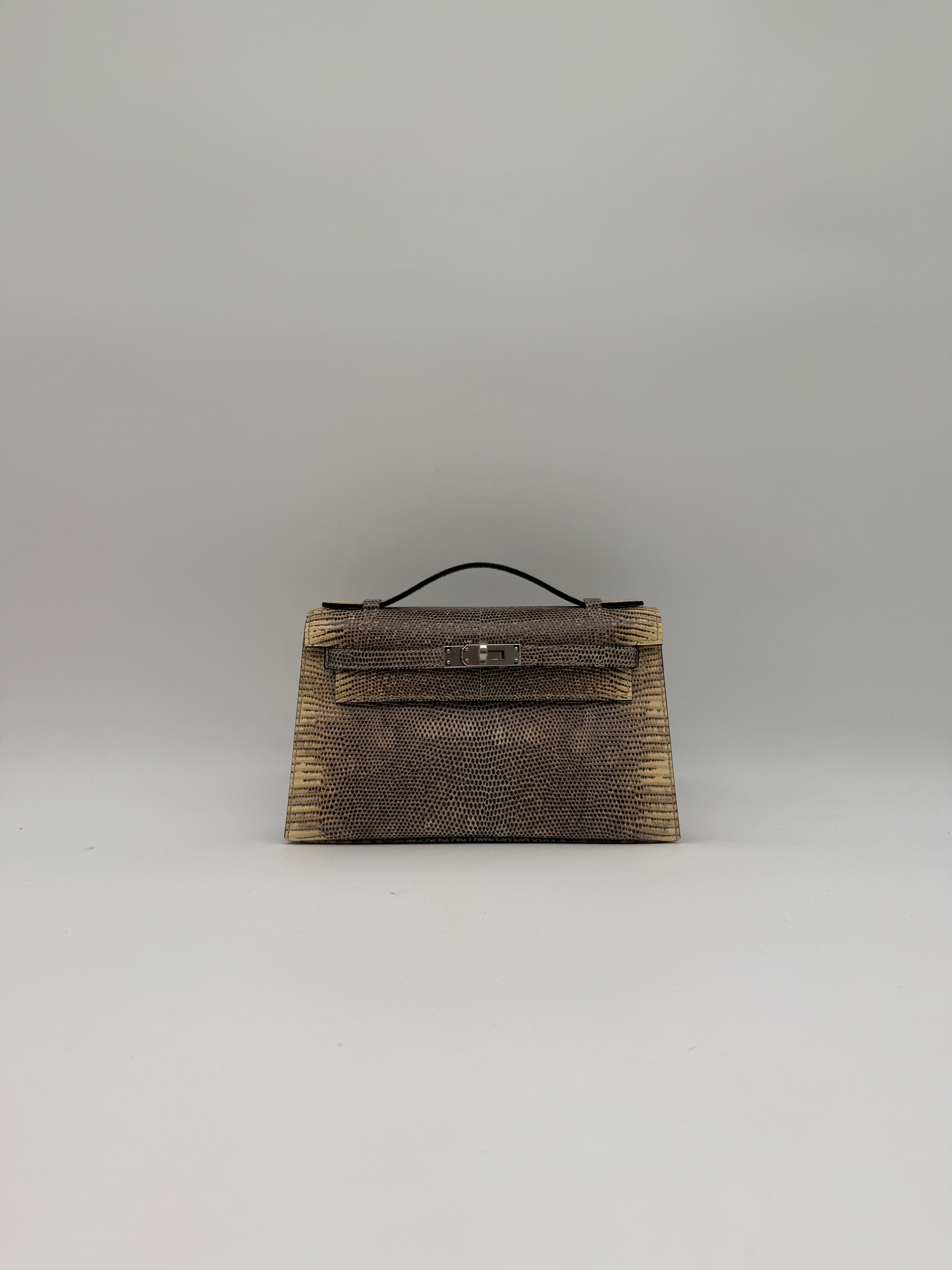 Hermès Kelly Pochette Ombre Lizard Ombre Palladium Hardware