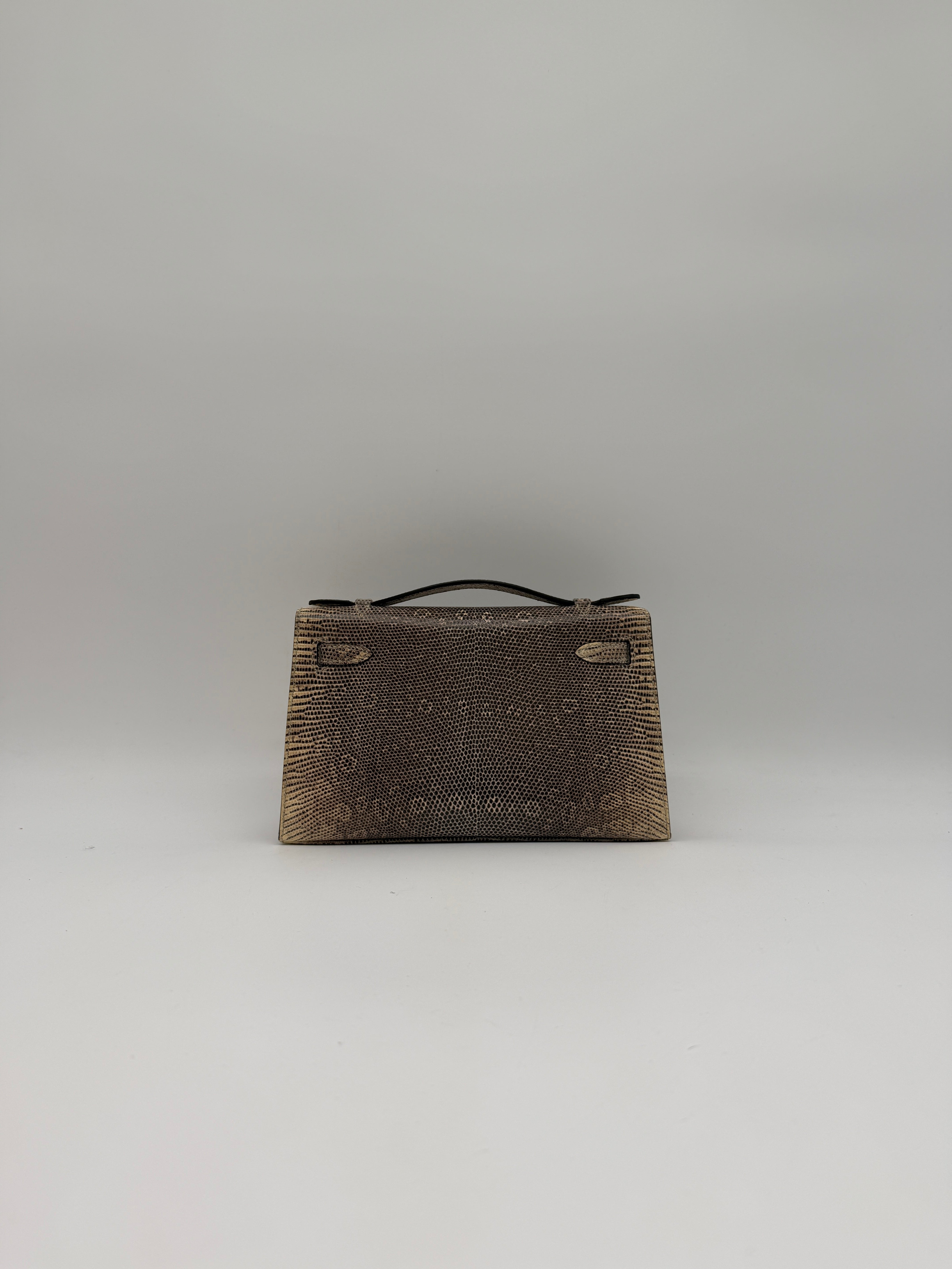 Hermès Kelly Pochette Ombre Lizard Ombre Palladium Hardware