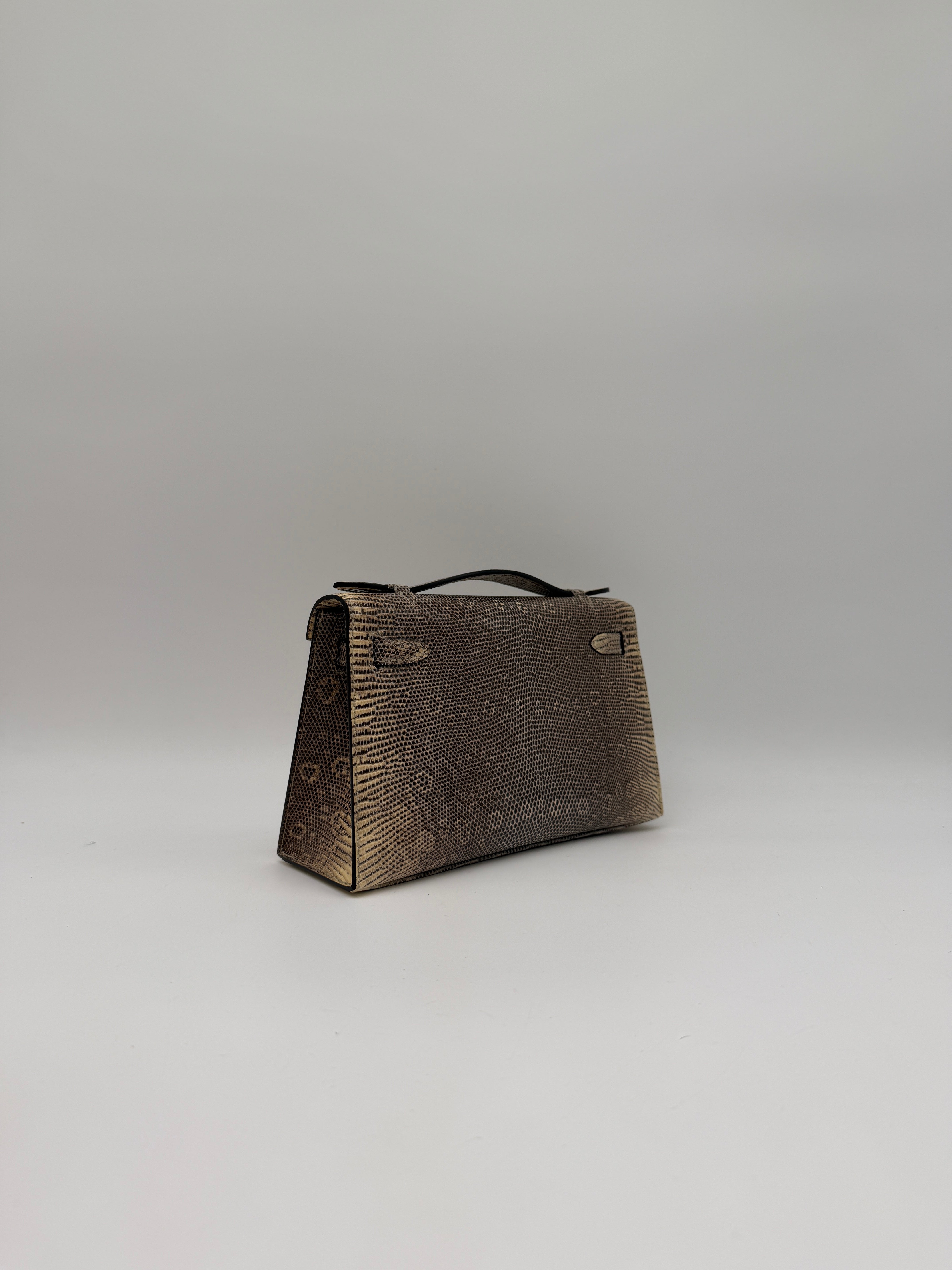 Hermès Kelly Pochette Ombre Lizard Ombre Palladium Hardware