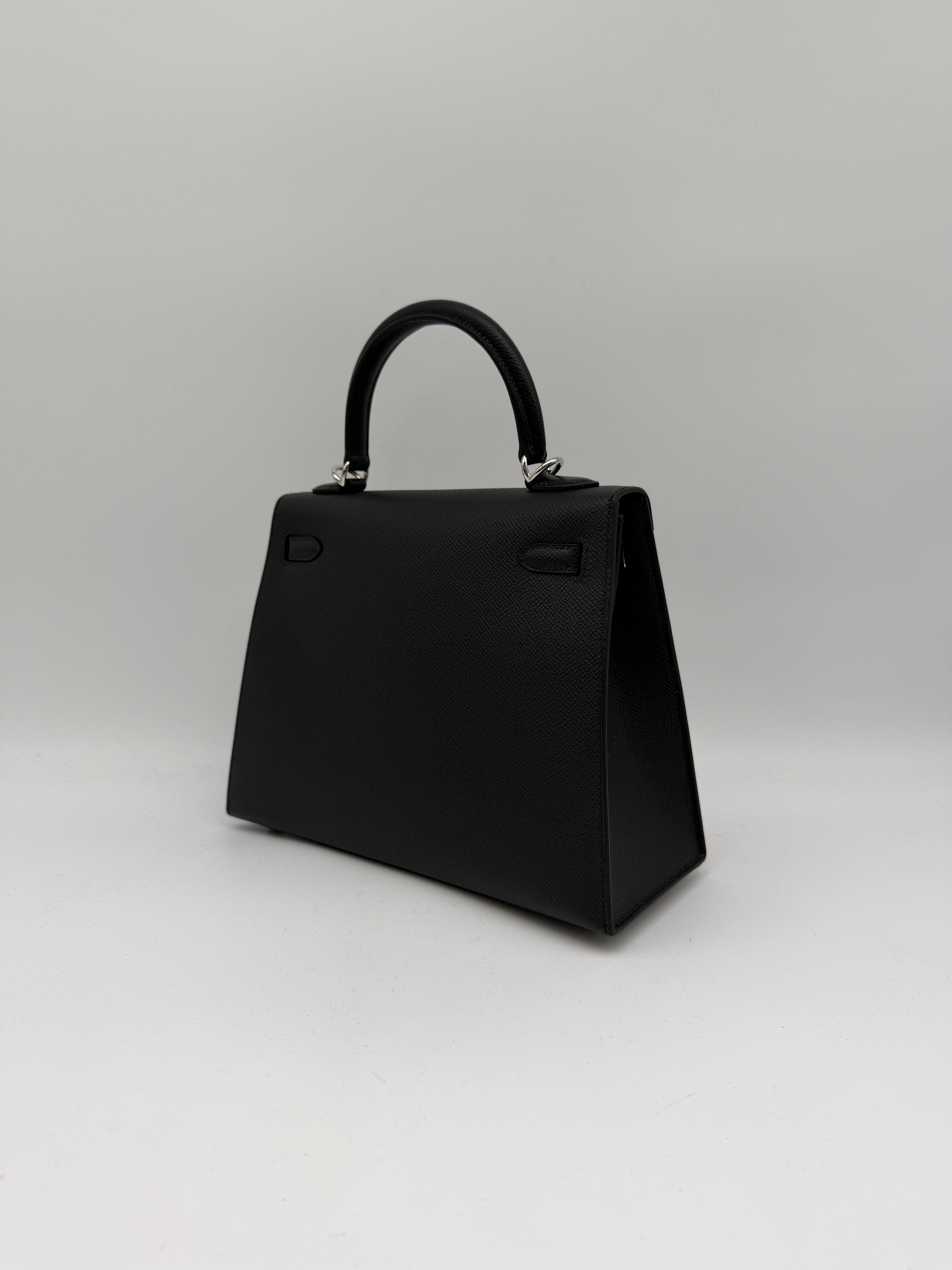Hermès Kelly 25 Black Epsom Palladium Hardware