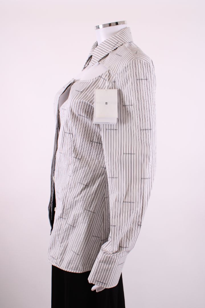 Givenchy L/S Logo Cut out Shirt White/ Grey 10