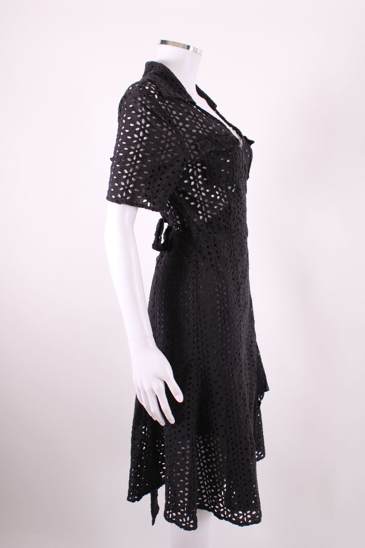 Diane Von Furstenberg Broderie Wrap Dress Black 10