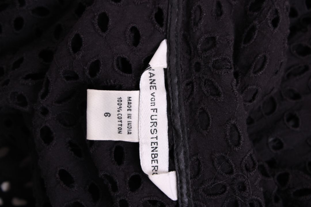 Diane Von Furstenberg Broderie Wrap Dress Black 10