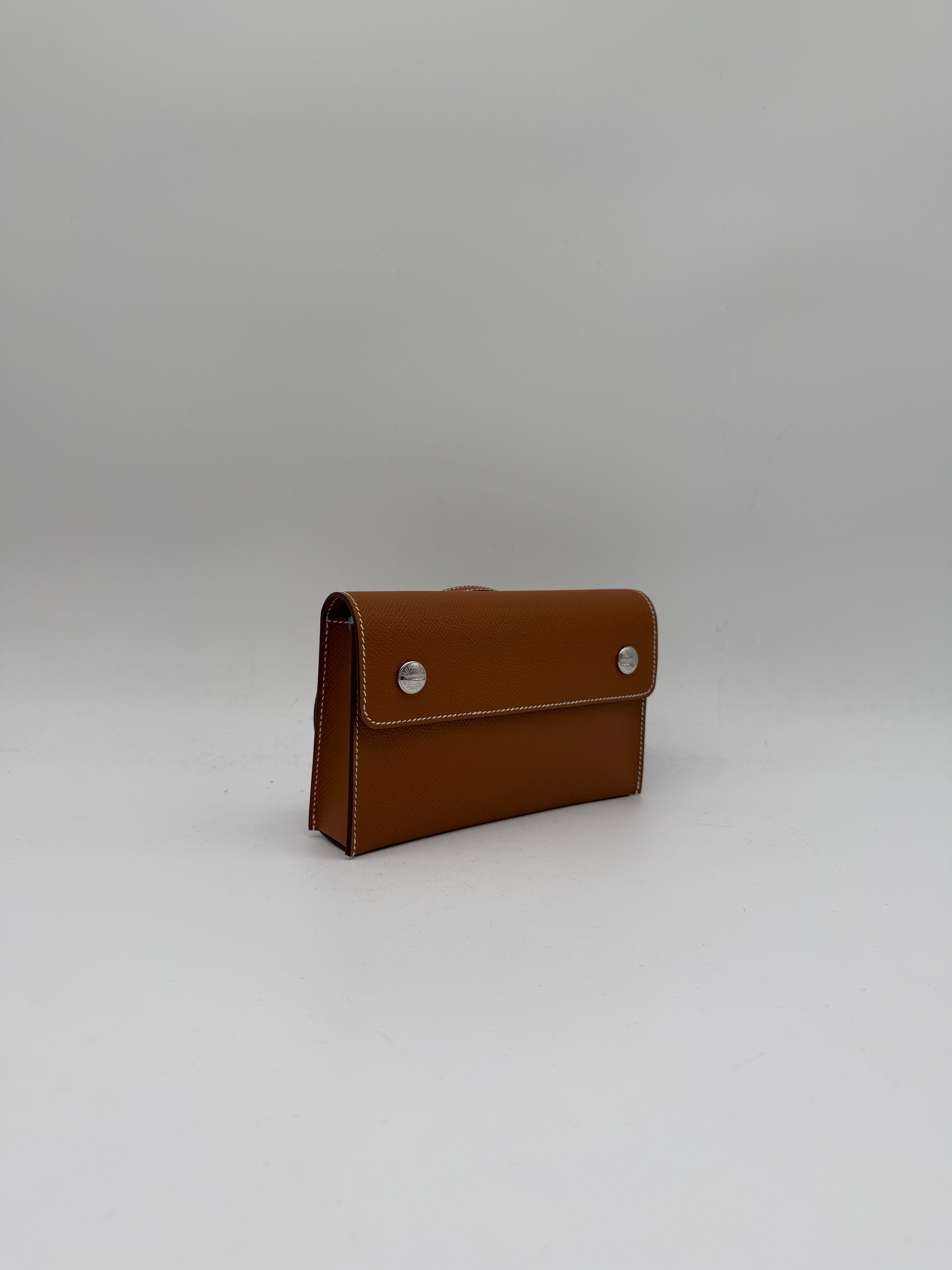 Hermès Pochette Hermesnap Wallet Gold Epsom Palladium Hardware