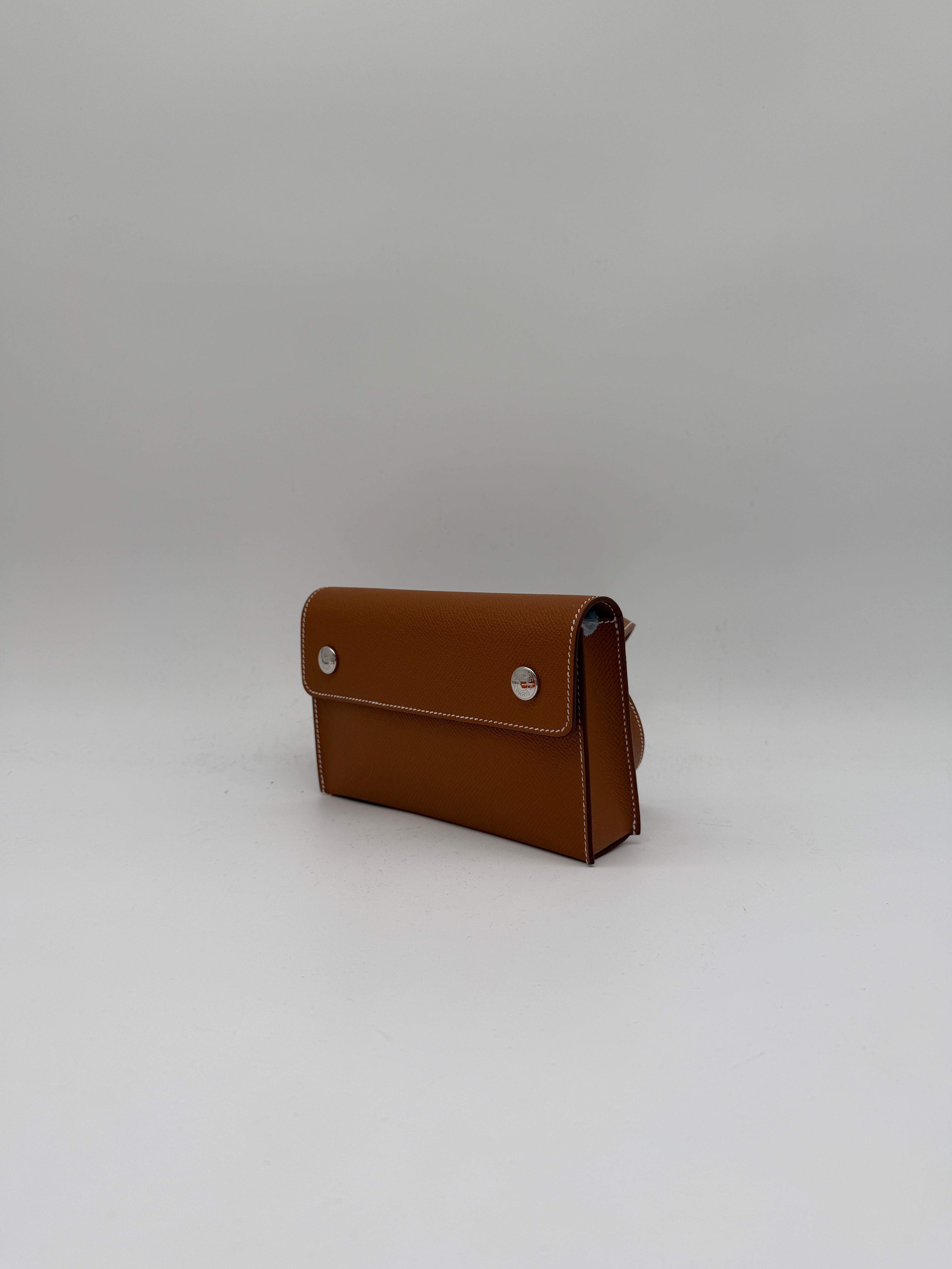Hermès Pochette Hermesnap Wallet Gold Epsom Palladium Hardware