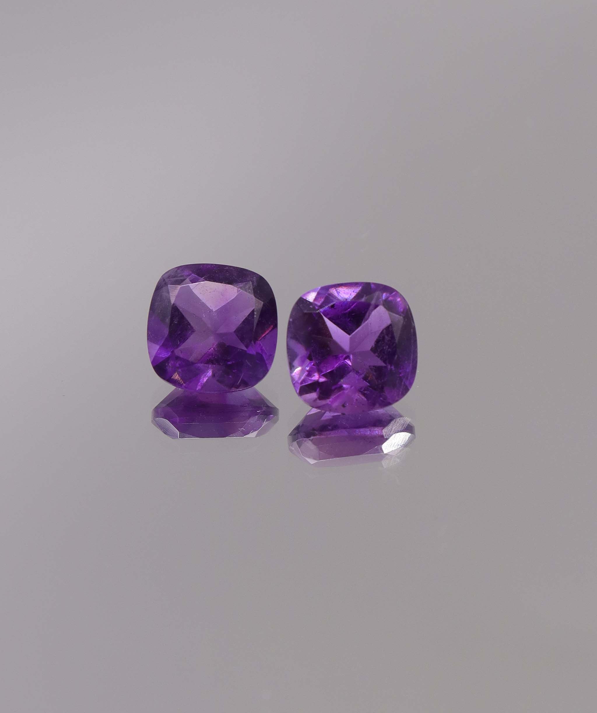 4.11ct Amethyst Square Cushion pair DXBCS1296
