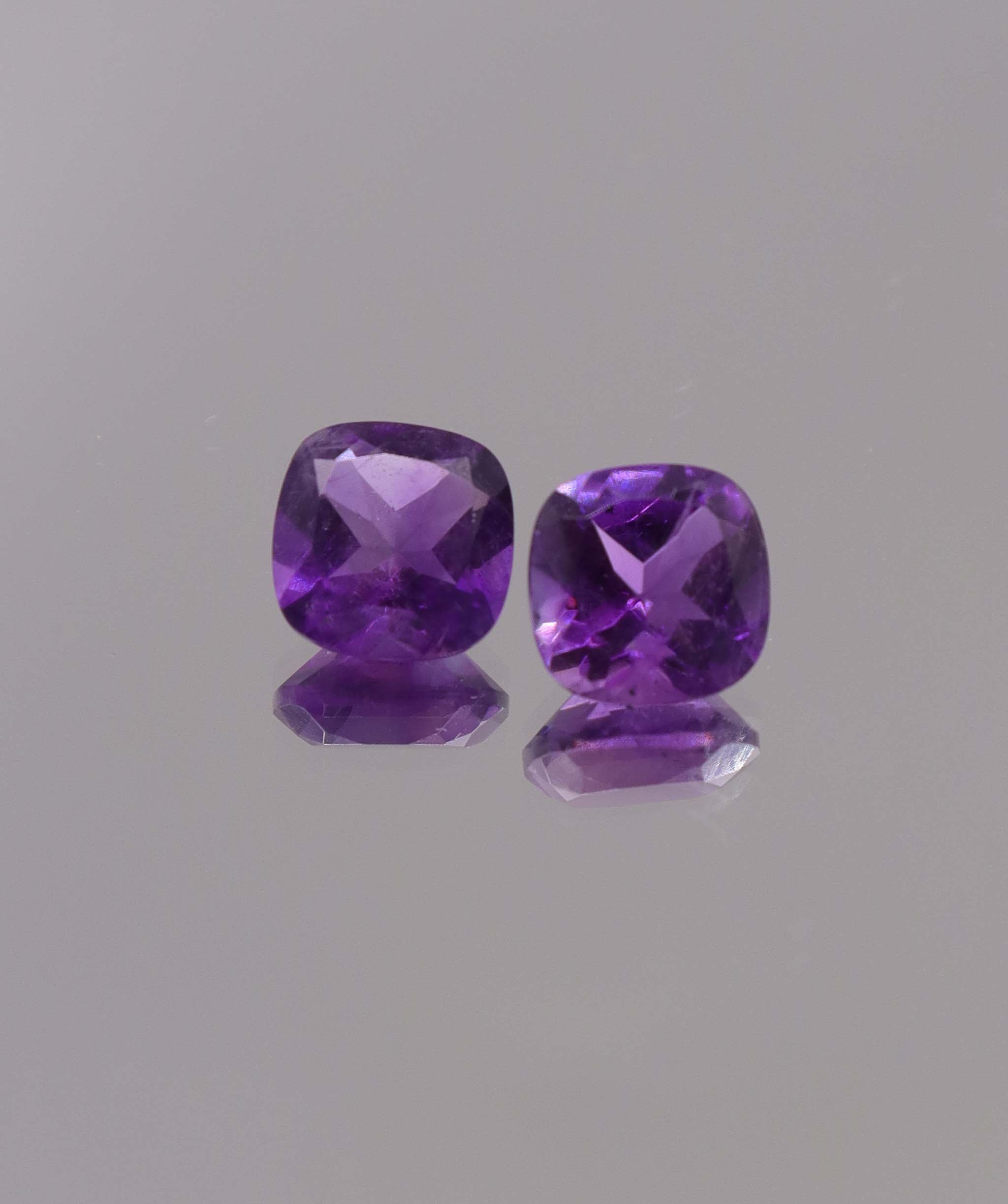 4.11ct Amethyst Square Cushion pair DXBCS1296