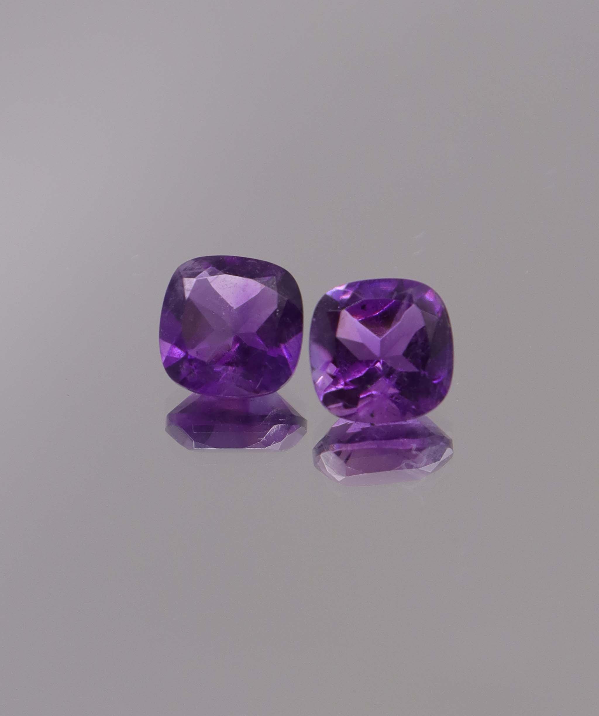 4.11ct Amethyst Square Cushion pair DXBCS1296