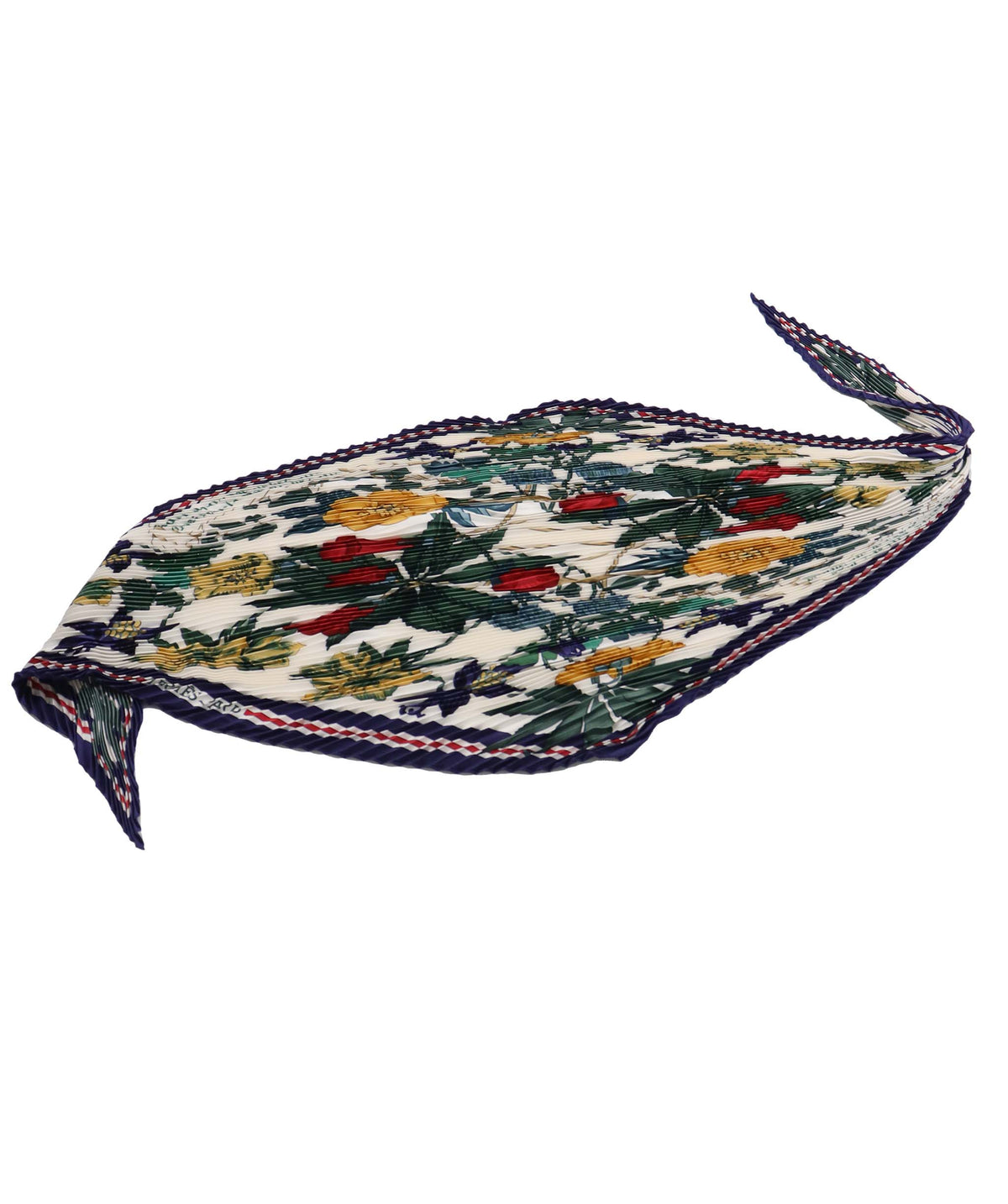 HERMES Pleated Carre 90 Scarf ""Fleurs d'Hellade"" Silk Navy Auth 135501 135501