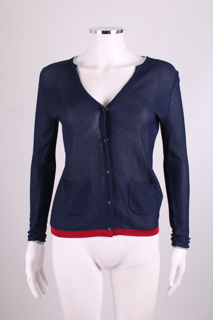Prada L/S Mesh Knit Cardigan Navy 10
