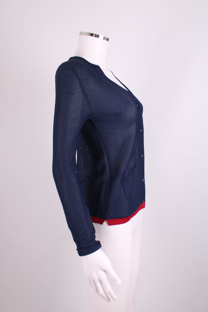 Prada L/S Mesh Knit Cardigan Navy 10