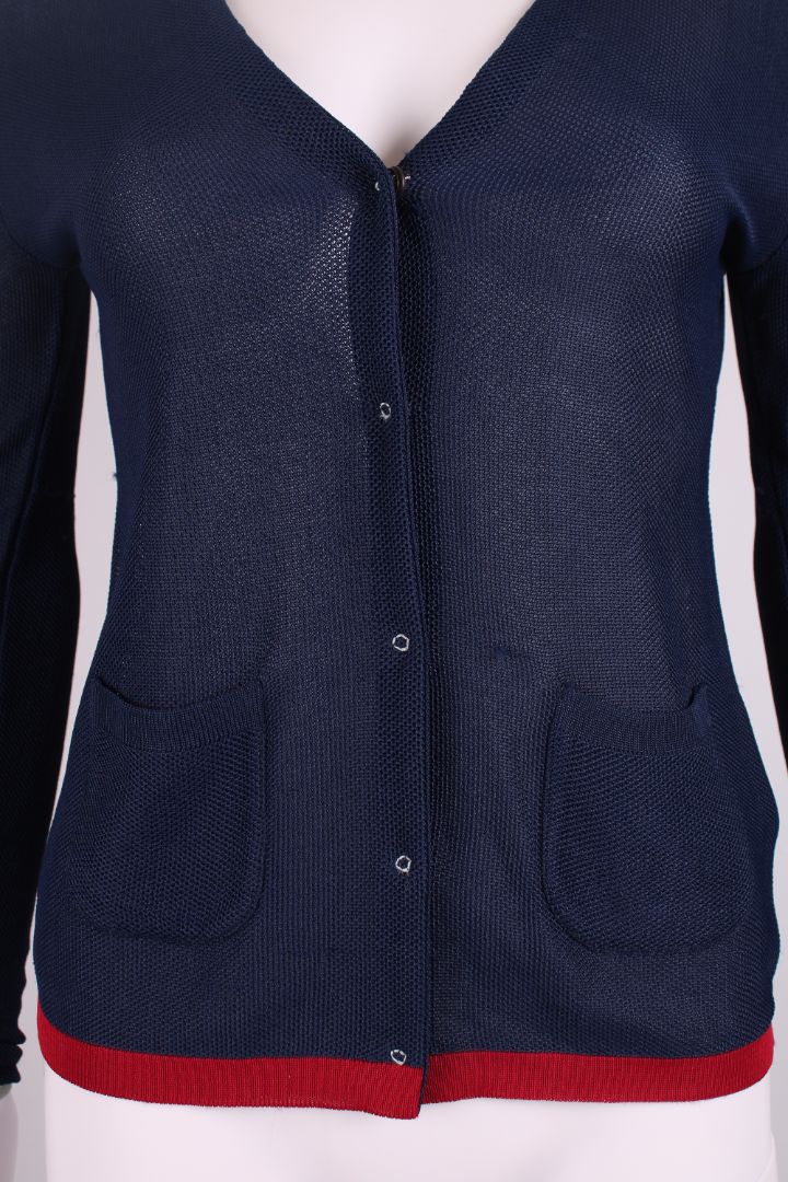 Prada L/S Mesh Knit Cardigan Navy 10