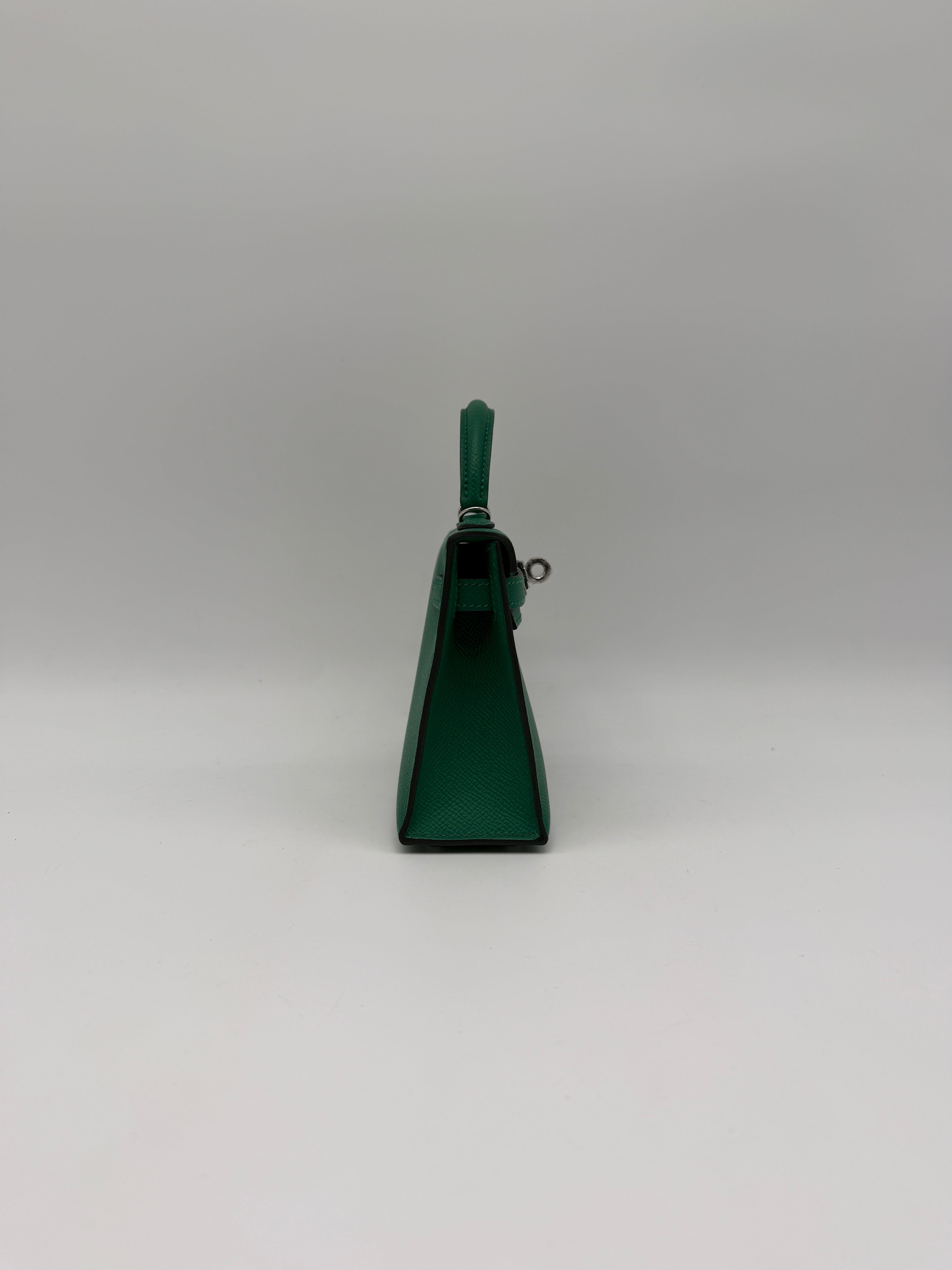 Hermès Mini Kelly Vert Vertigo Epsom Palladium Hardware (with 2 strap)