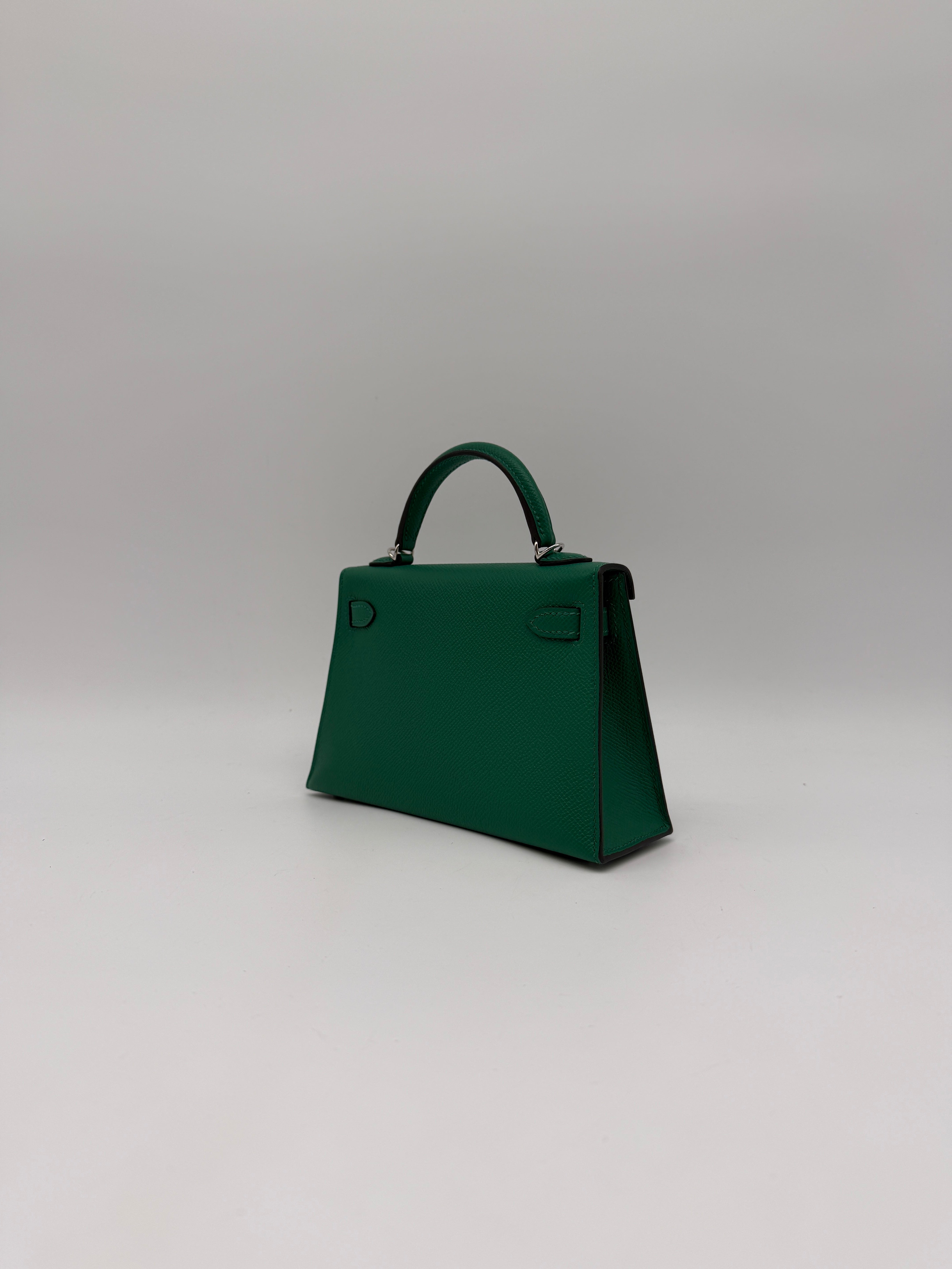 Hermès Mini Kelly Vert Vertigo Epsom Palladium Hardware (with 2 strap)