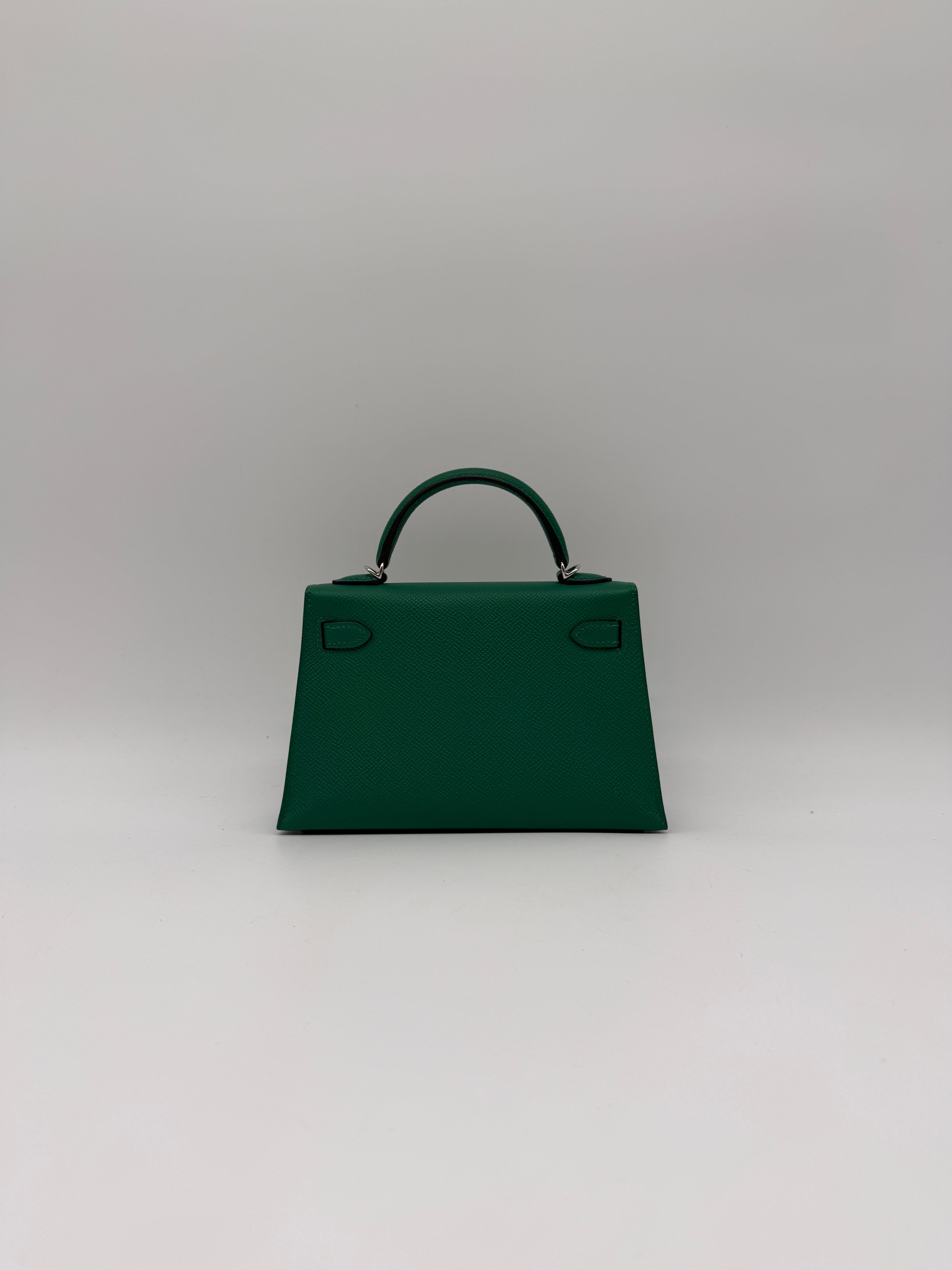 Hermès Mini Kelly Vert Vertigo Epsom Palladium Hardware (with 2 strap)