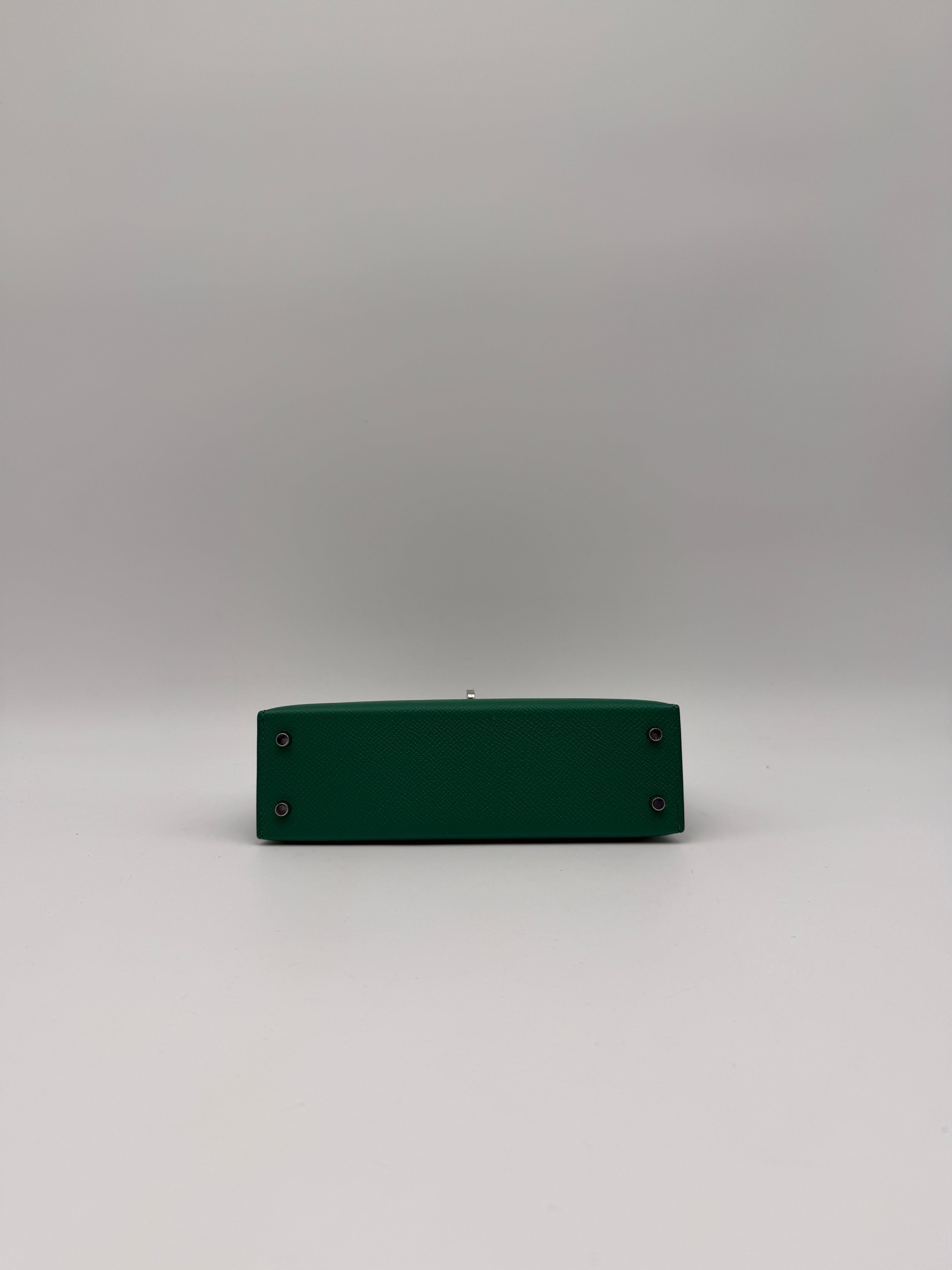 Hermès Mini Kelly Vert Vertigo Epsom Palladium Hardware (with 2 strap)