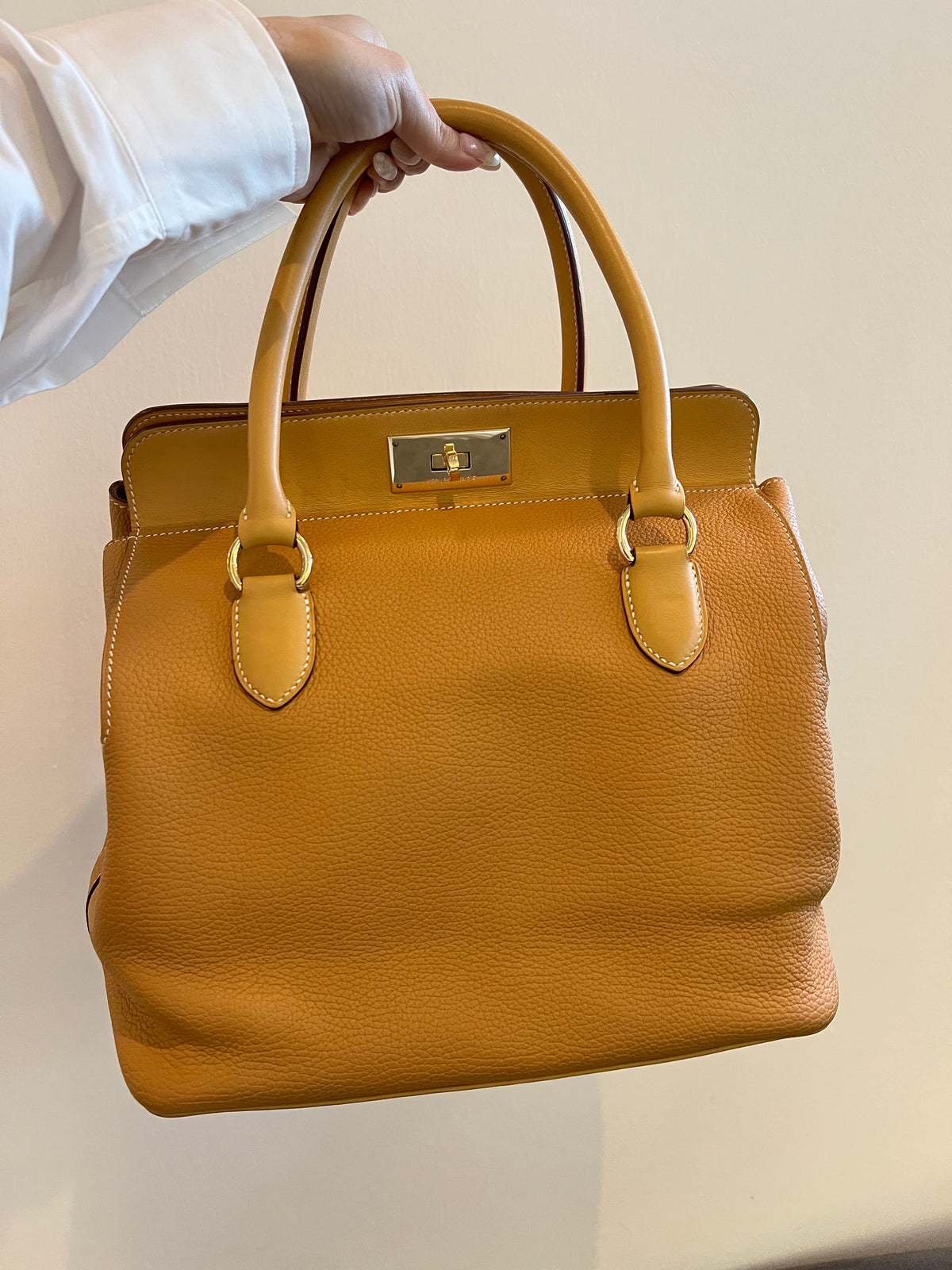 Hermes Toolbox 26 Natutal Sable PHW Clemence #X 2016 SYC2361