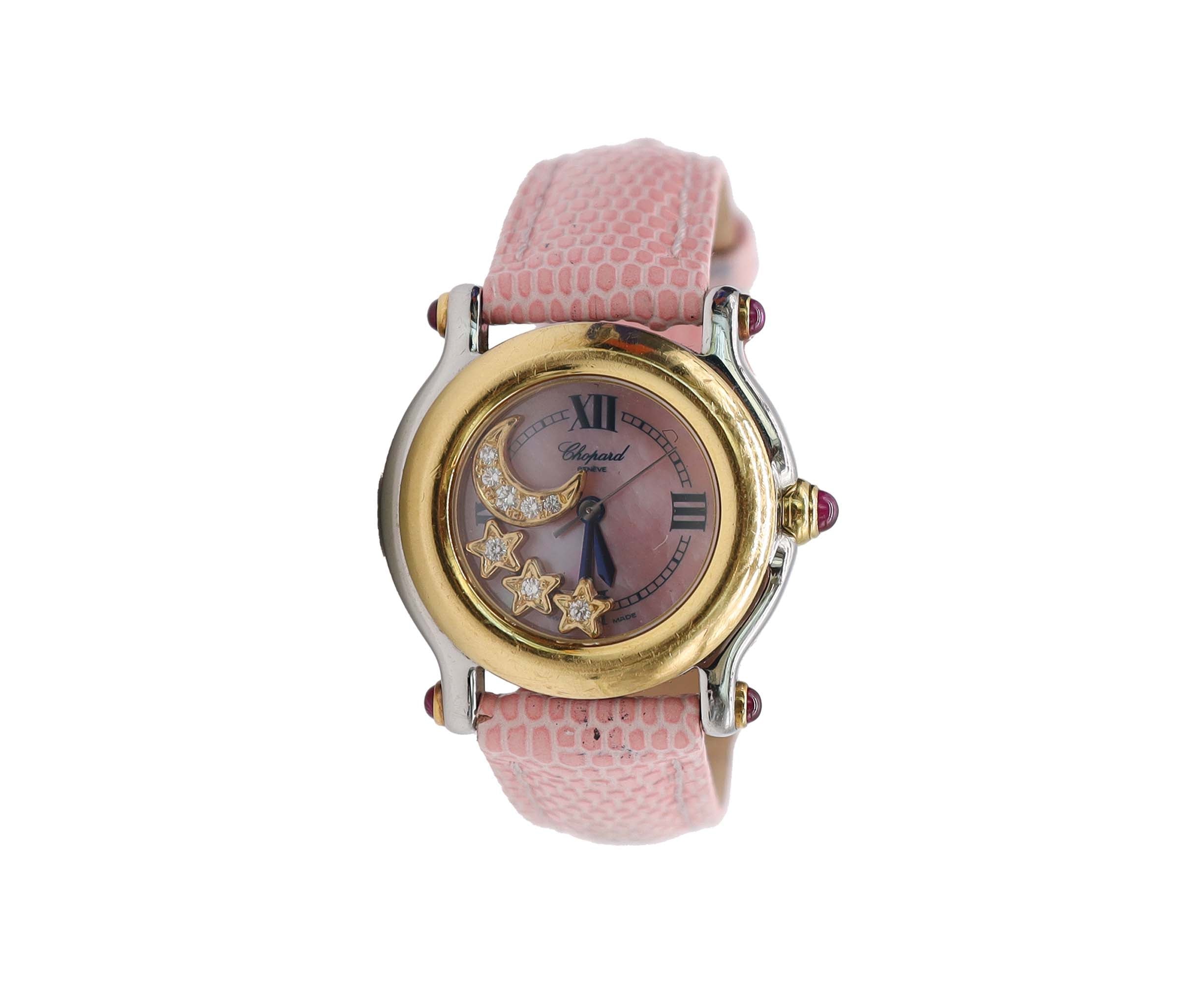 Chopard Happy Sports Combi 27 8246 21 Women's Watch 4P Diamond Moon Star Pink Shell YG Yellow Gold Quartz Happy Sports Chopard DXBS6590