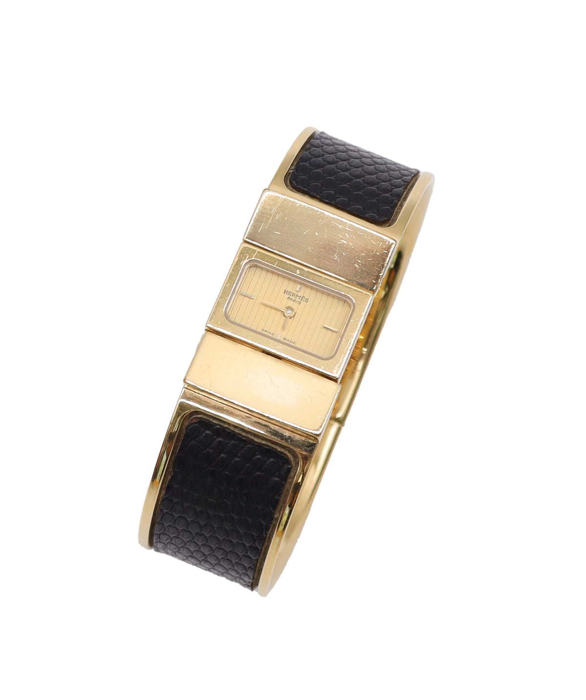 HERMES Loquet LO1 201 Bangle Watch Vintage Women's Watch Gold Quartz Loquet Hermes DXBS6582