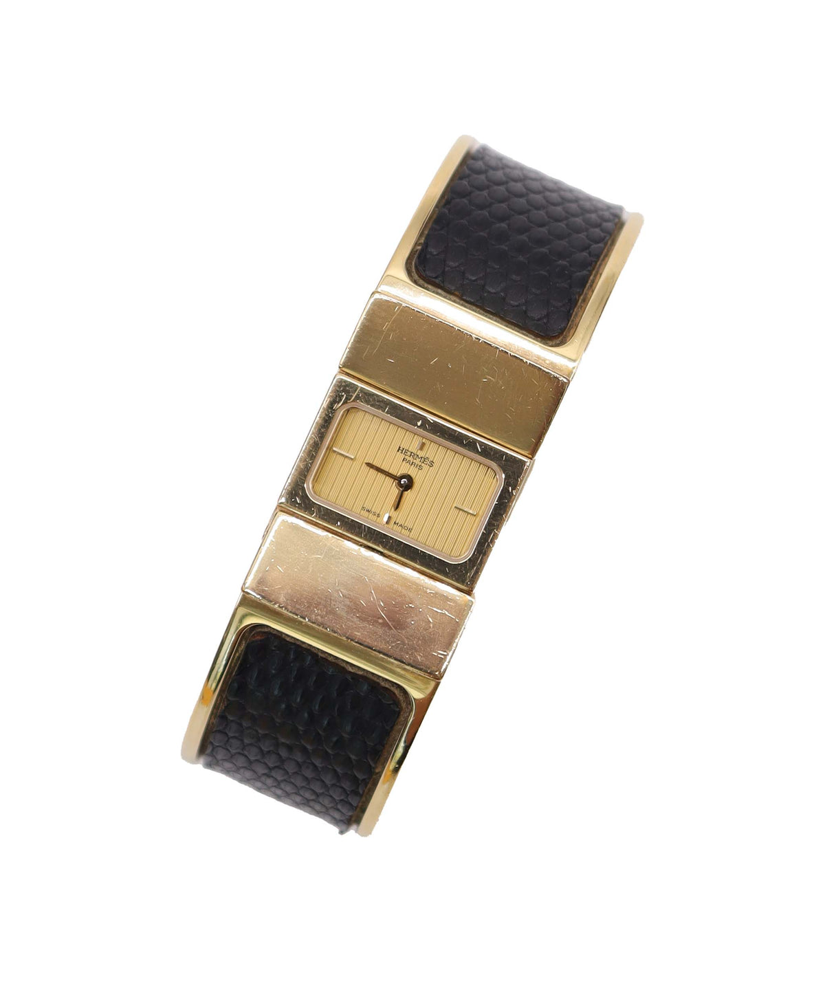 HERMES Loquet LO1 201 Bangle Watch Vintage Women's Watch Gold Quartz Loquet Hermes DXBS6582