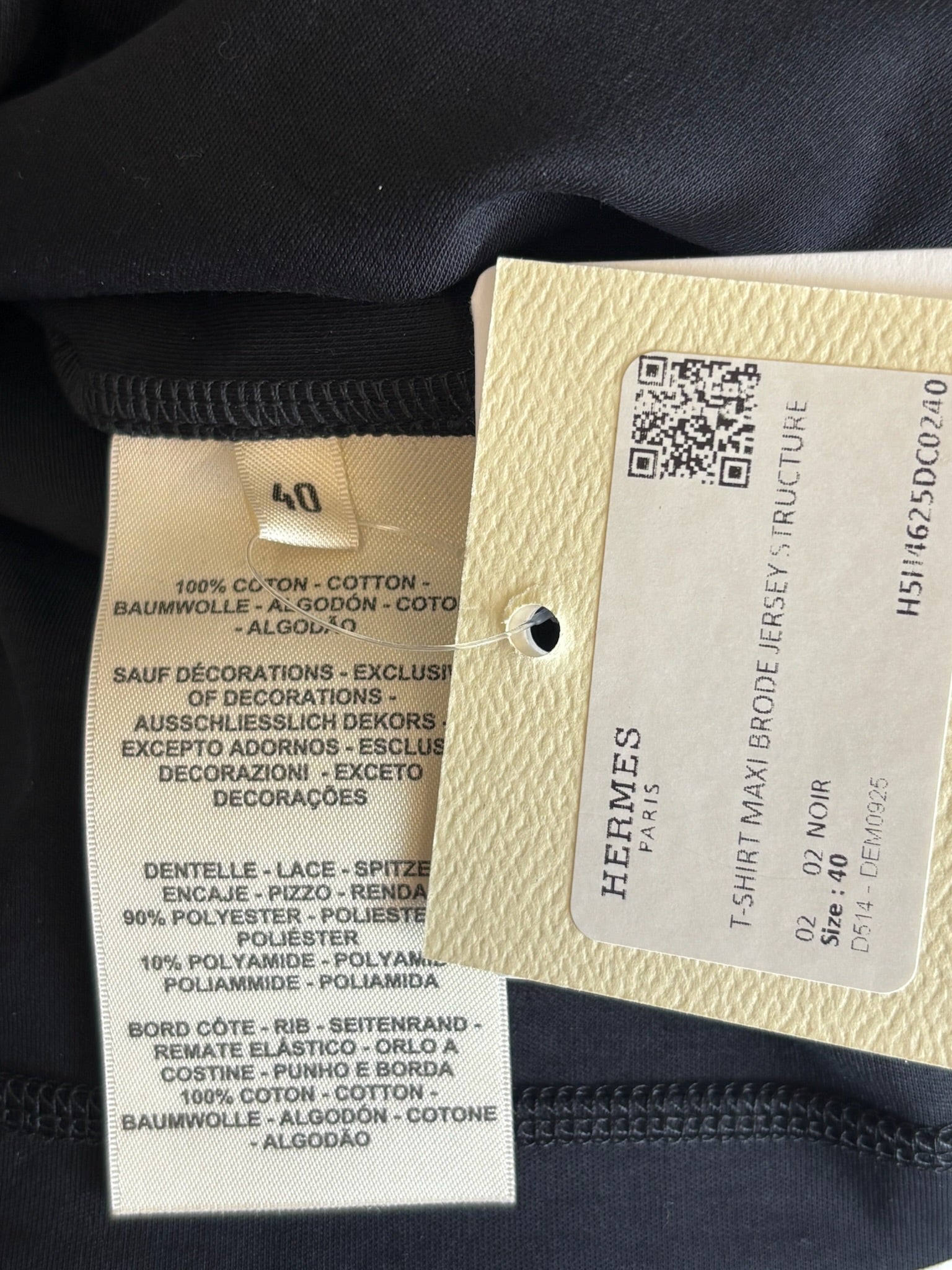 Size 40 - Hermès Black Lace-trimmed T-shirt