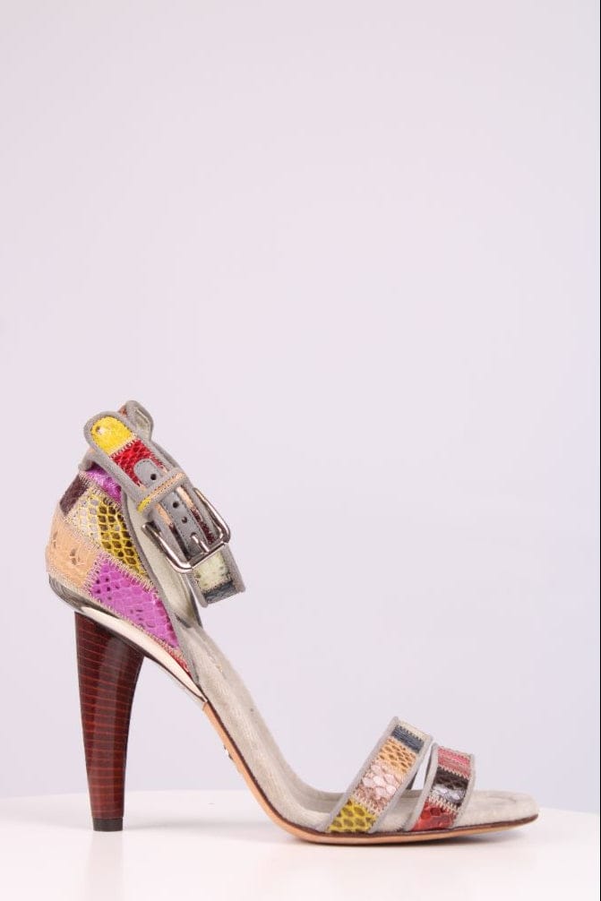 Dolce & Gabbana Patch work velvet sandal heels Grey/multicoloured 39.5