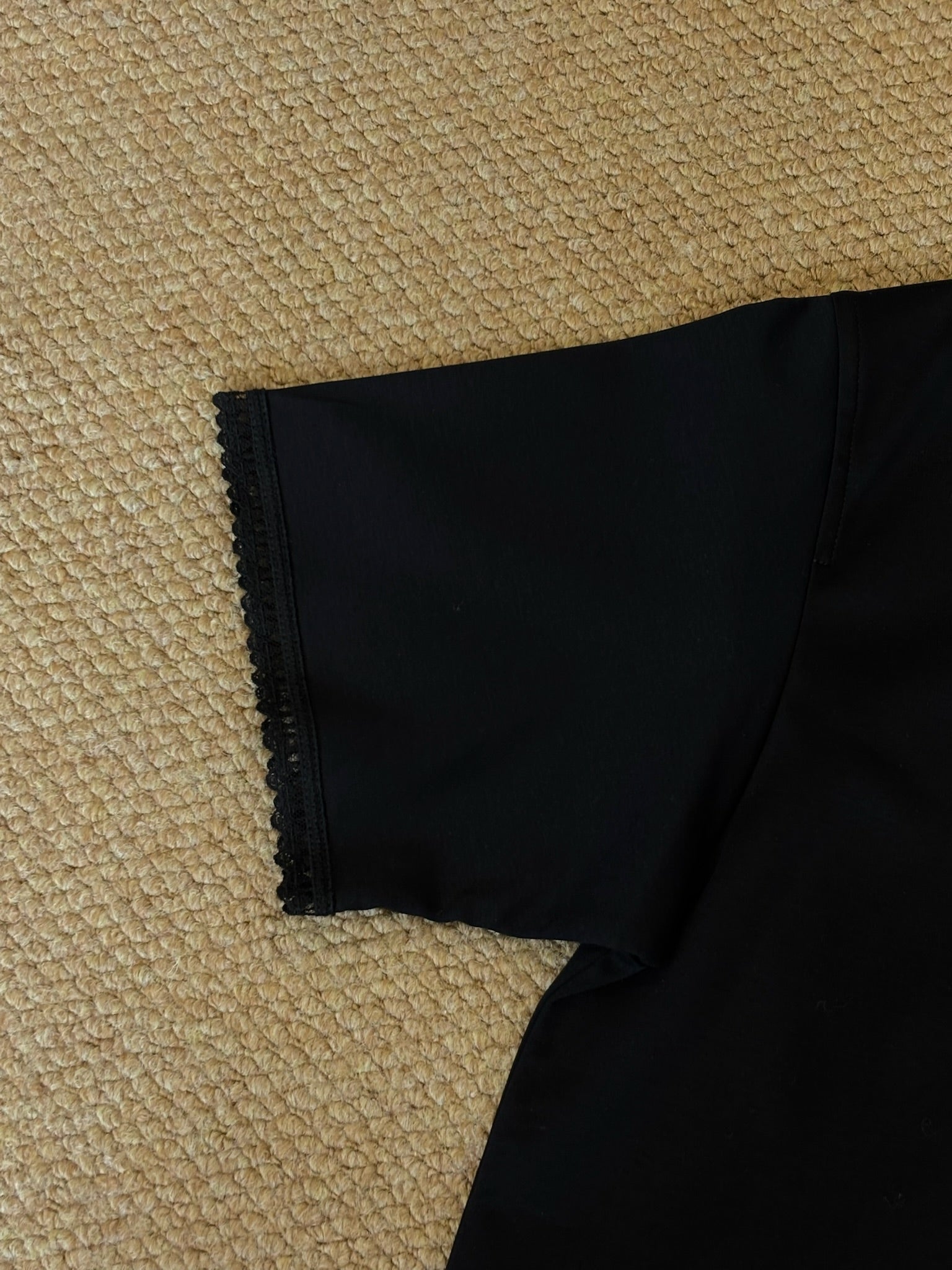 Size 40 - Hermès Black Lace-trimmed T-shirt