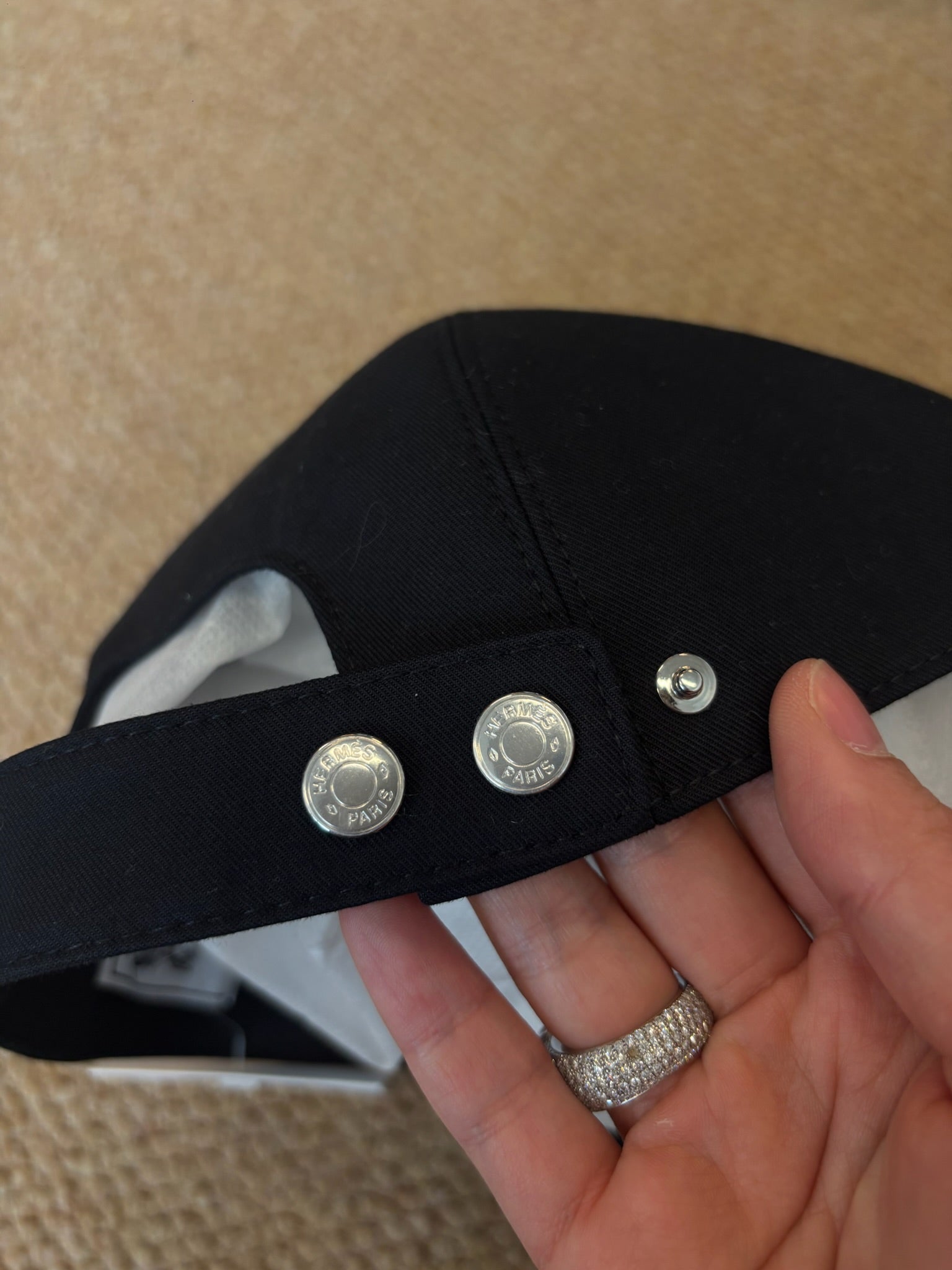Size 59 - Hermes Davis H Sellier black cap