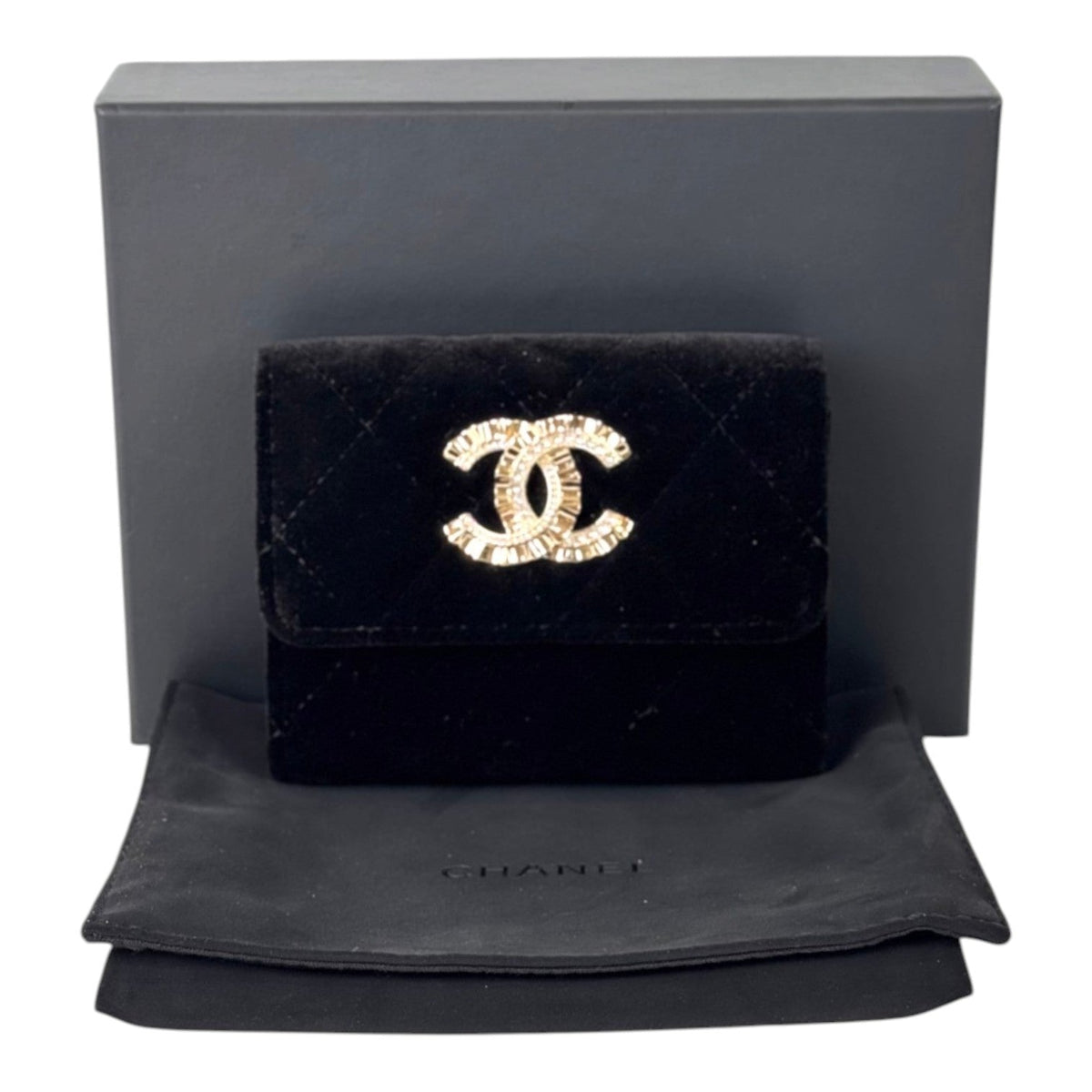 Chanel Wallet Velvet Black in box
