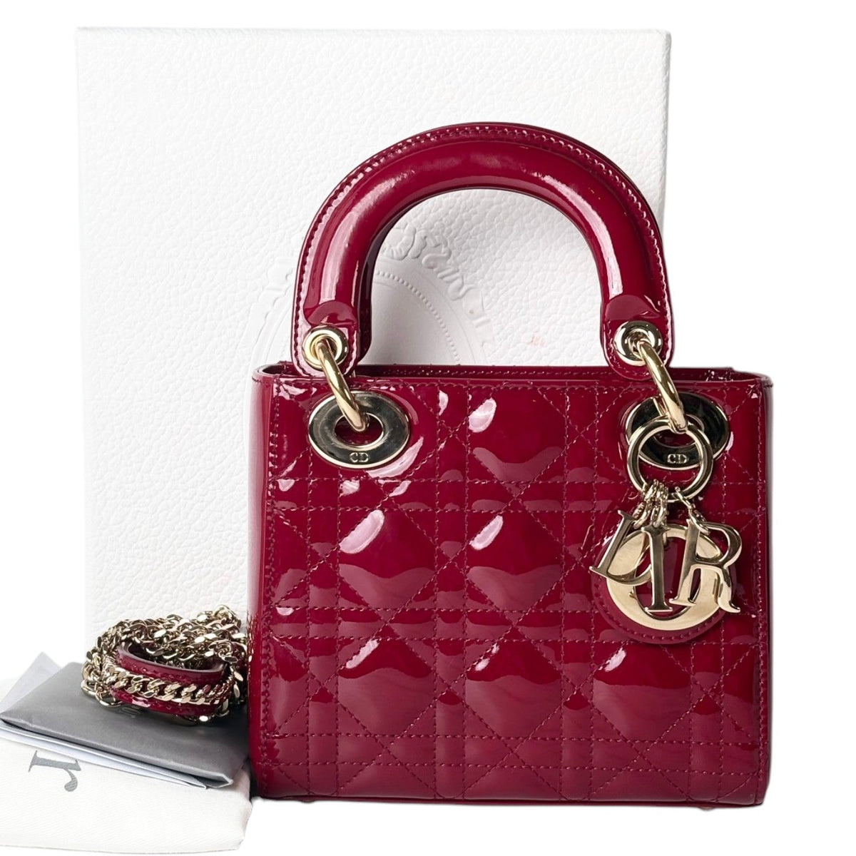 Dior Red Lady Dior Mini Bag in Patent
