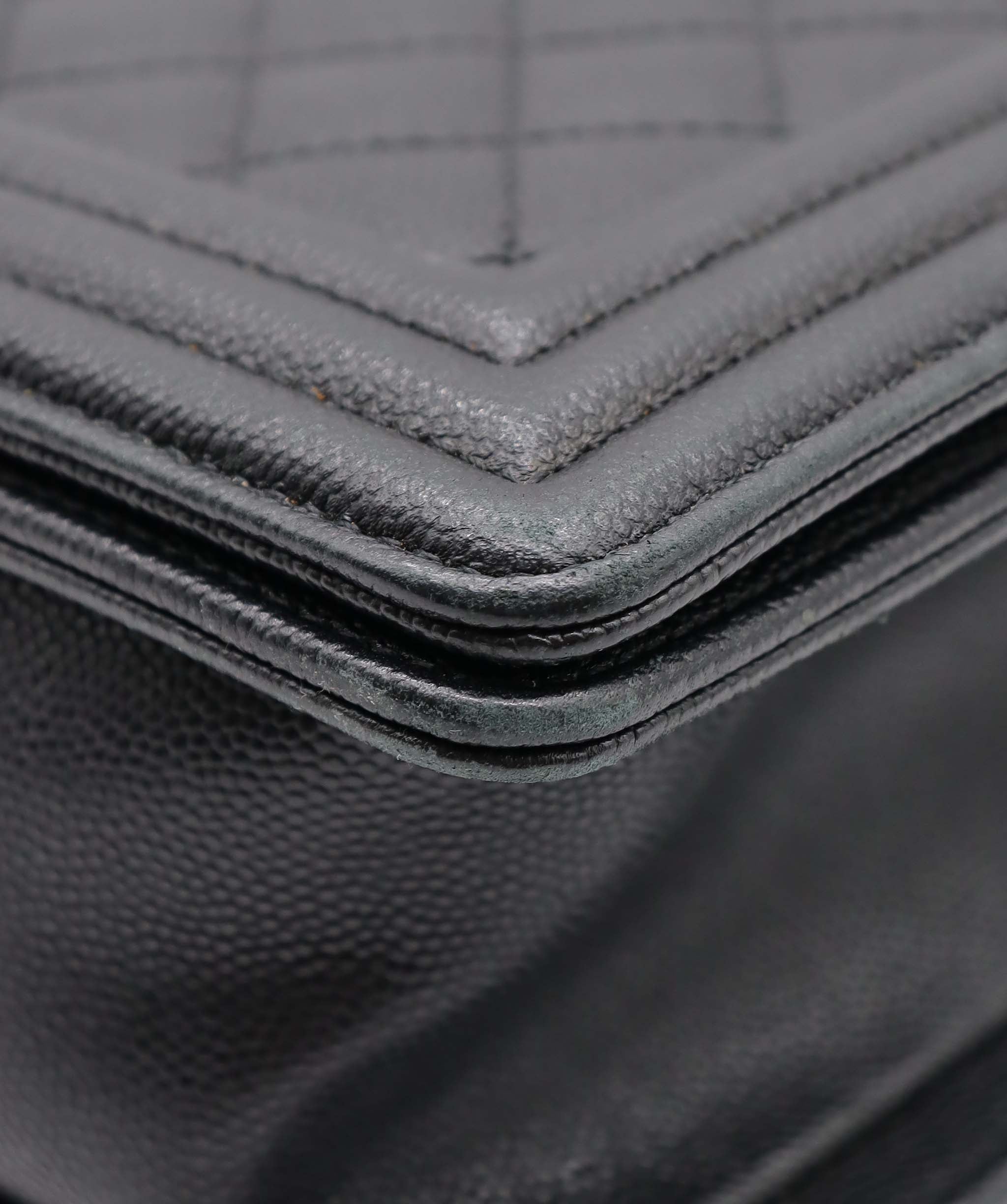 Chanel Large Black Caviar Leather Boy Bag SHW AGC3182