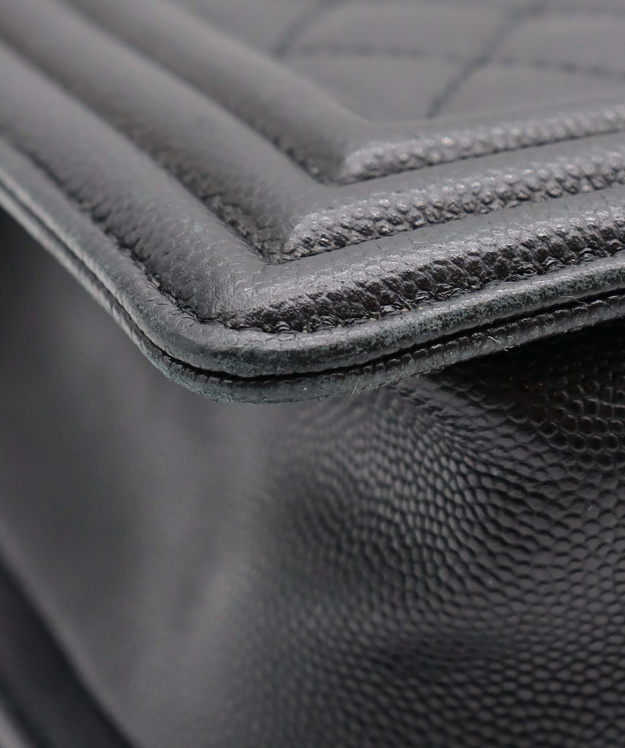 Chanel Large Black Caviar Leather Boy Bag SHW AGC3182
