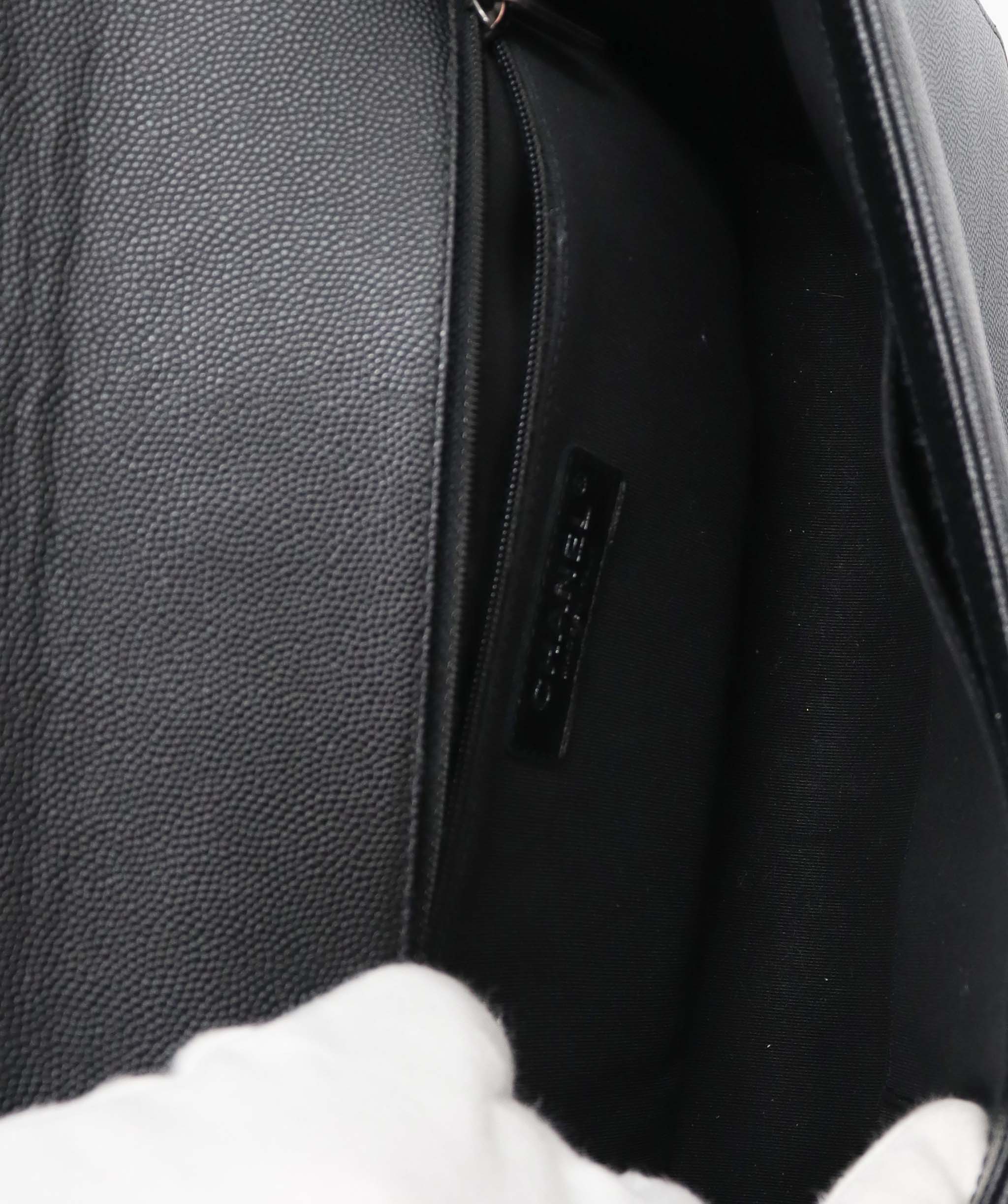 Chanel Large Black Caviar Leather Boy Bag SHW AGC3182