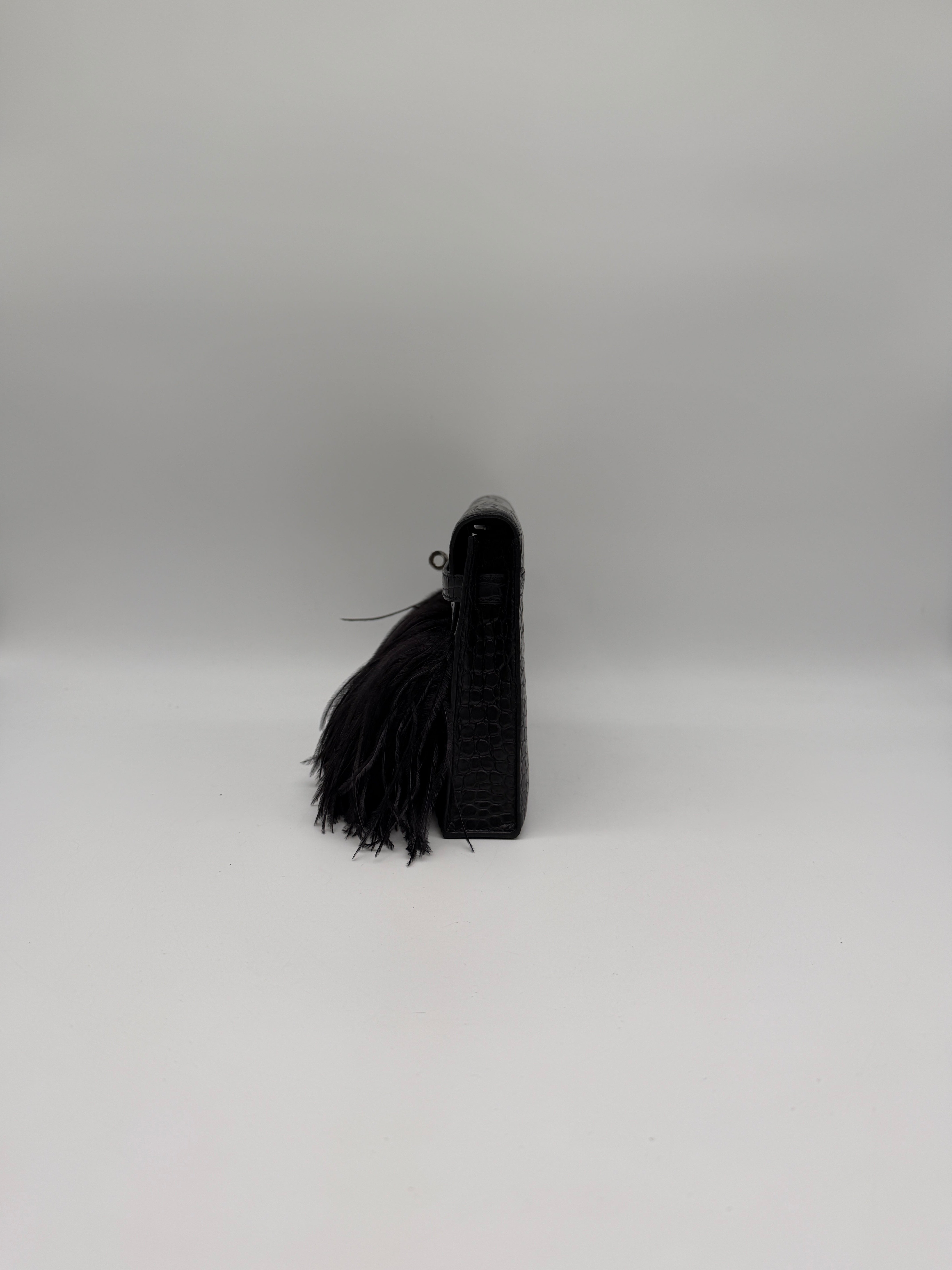 Kelly Elan Foile Black Matte Porosus Palladium Hardware