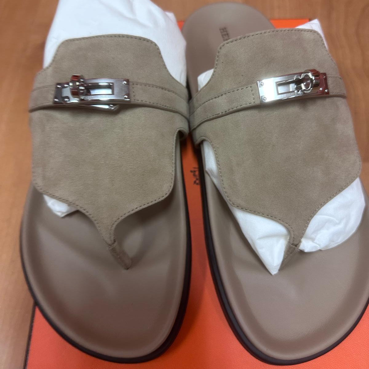 87. Empire Sandal Beige Suede with PHW - Size 38