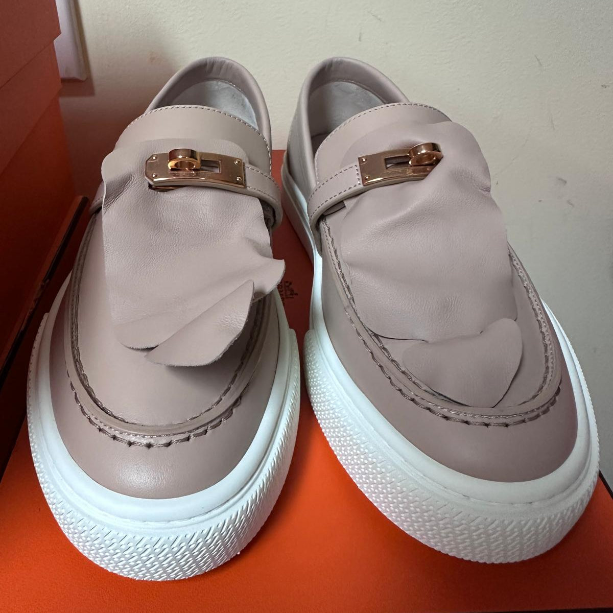 102A. Game Slip-on Beige Sneaker with GHW - Size 38