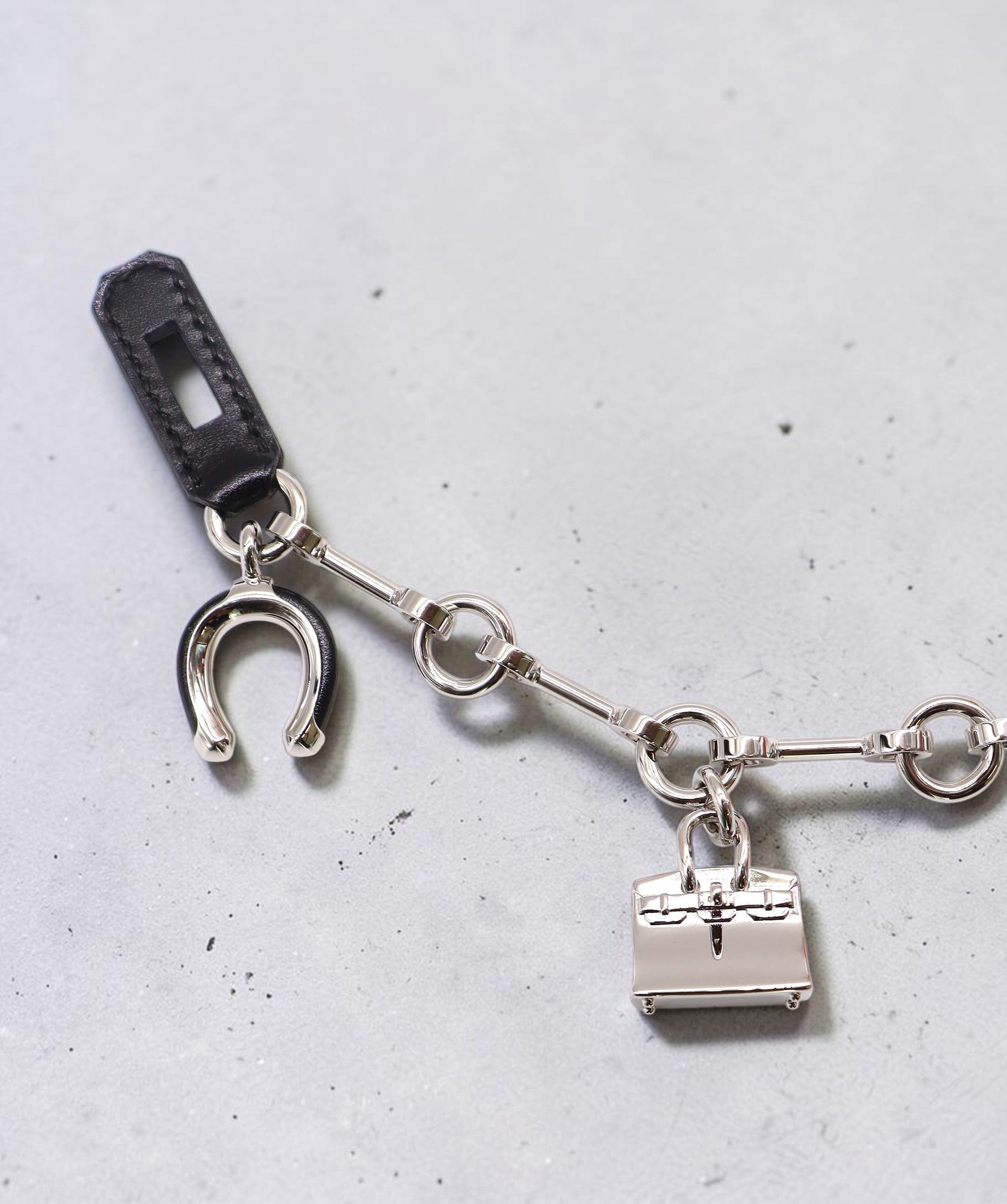 Hermes Blue Box Charm DXBS6409 Hermès Bijou de Sac Charm – Metal Black × Silver (Birkin Charm)
