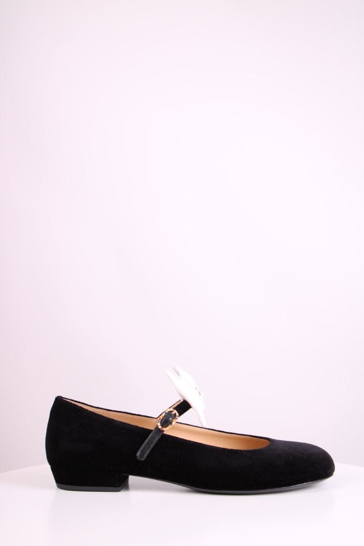 Chanel Velvet Bow Mary Jane Flats Black 39.5