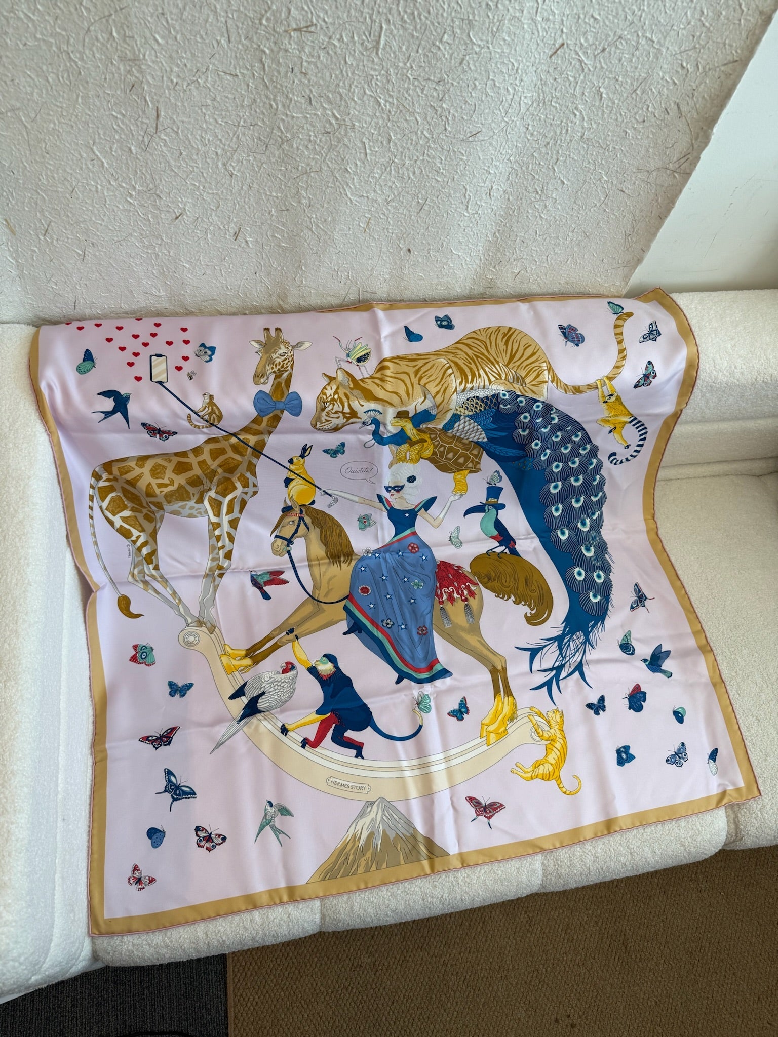 Hermes Animal Motif Silk Scarf 90