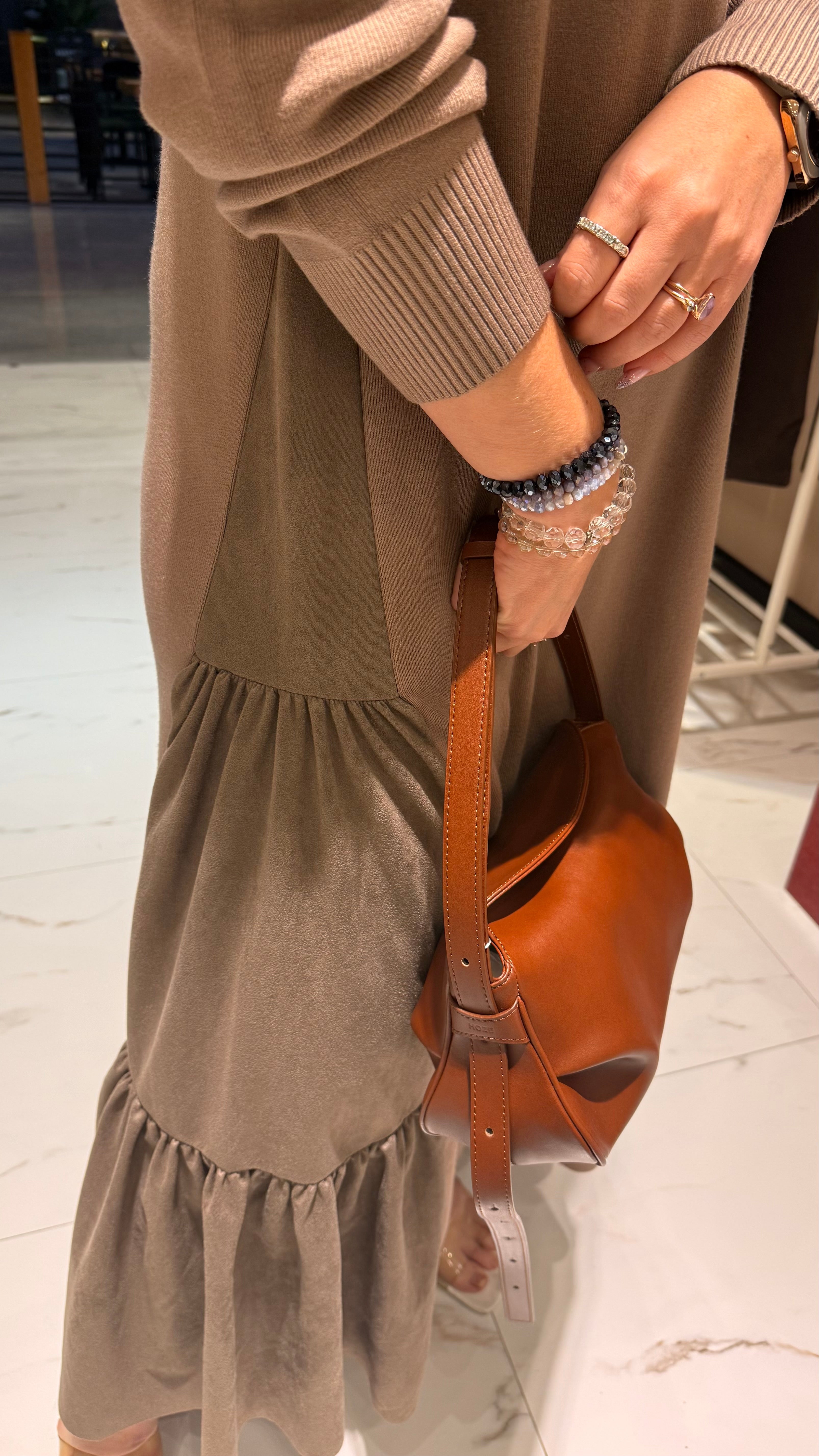 LONG SLEEVE KNITED MAXI DRESS (فستان) "PIA"