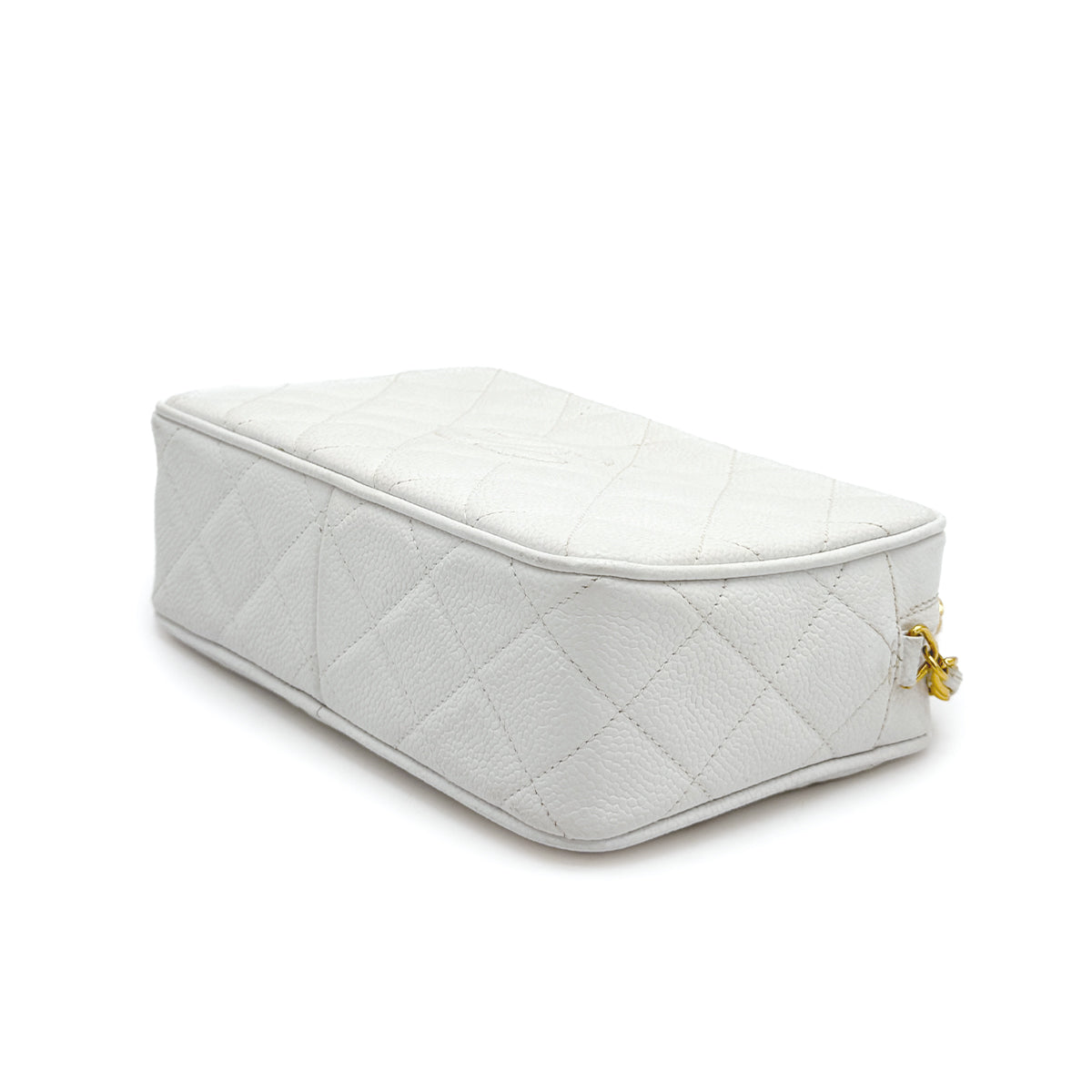 VINTAGE CHANEL COCO BALL MATELASSE CHAIN SHOULDER BAG WHITE CAVUAR SKIN GOLD HARDWARE 90317000