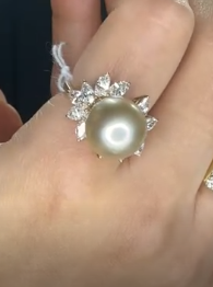 750/18K Pearl Ring 12.5mm D 8.1g GRJ J1114FBTYT