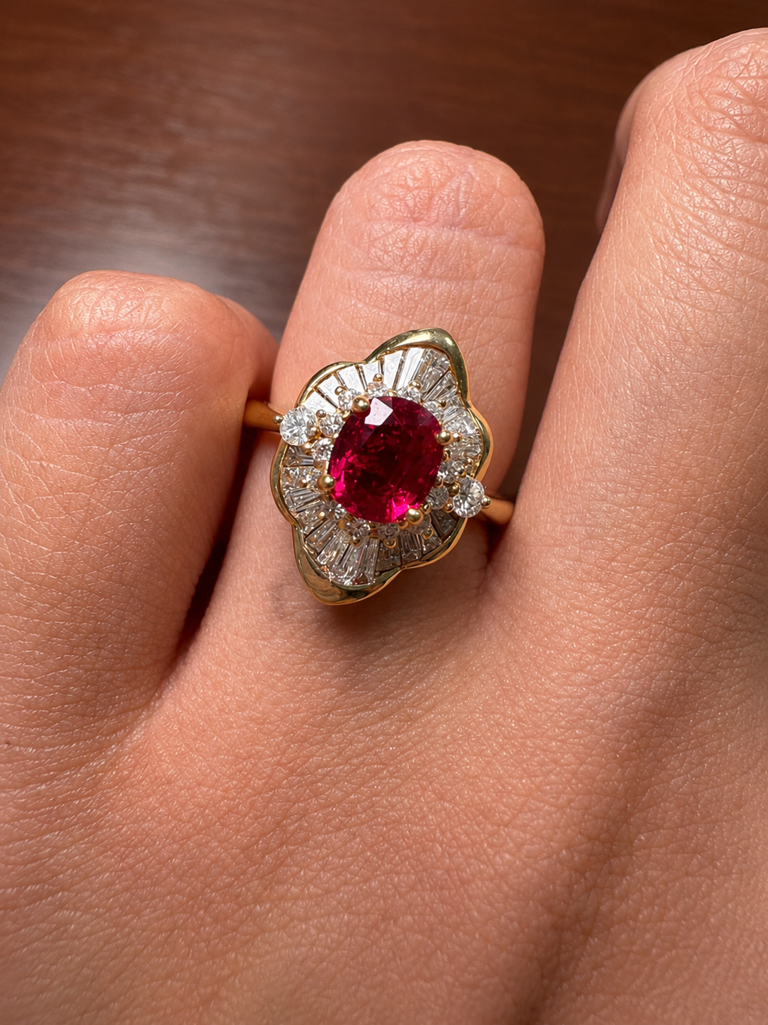 Ruby Diamond Ring in K18 / R1.02ct / D0.58ct 72SYZ